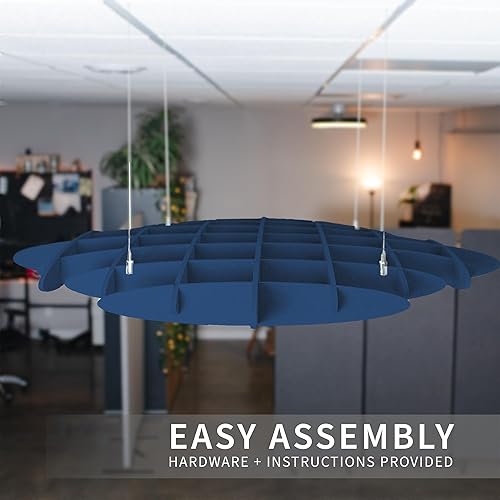 Miniatura 8 de VIVO Panel acústico de gofres de techo, absorbente de sonido colgante hexagonal, lámpara moderna de reducción de ruido, azul marino, PP-CW01NB