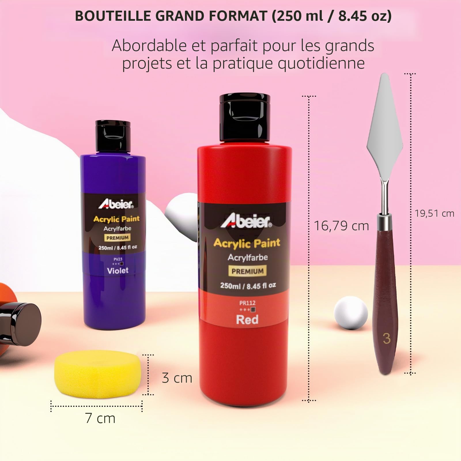 ABEIER Lot de 20 peintures acryliques (250 ml), finition mate, pigments riches, peinture acrylique non toxique pour peinture sur toile, artisanat, bois, céramique, idéal pour les débutants et les