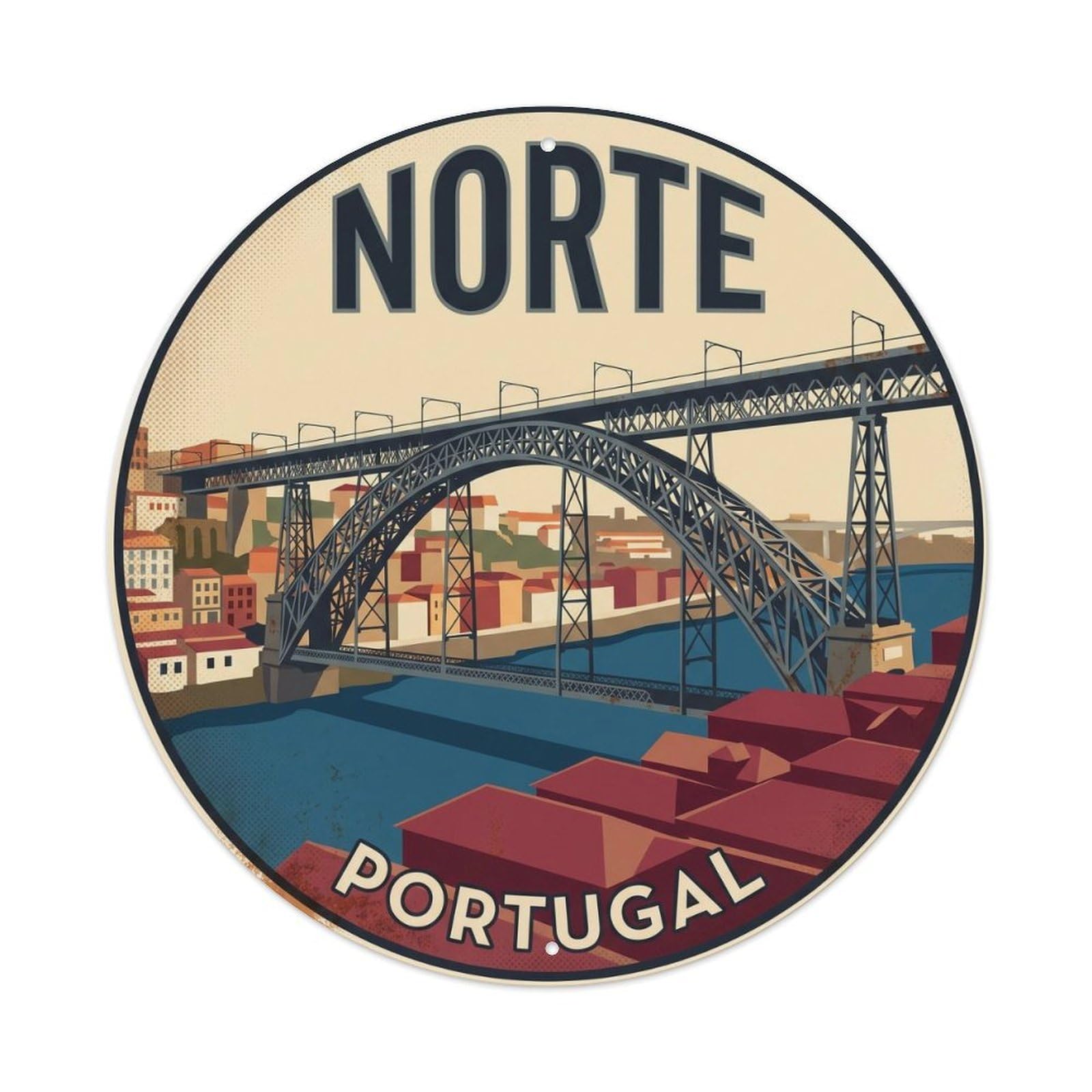 Olhnbad Style Portugal Norte Luis Bridge Landmark Travel Heritage Metal Tin Sign