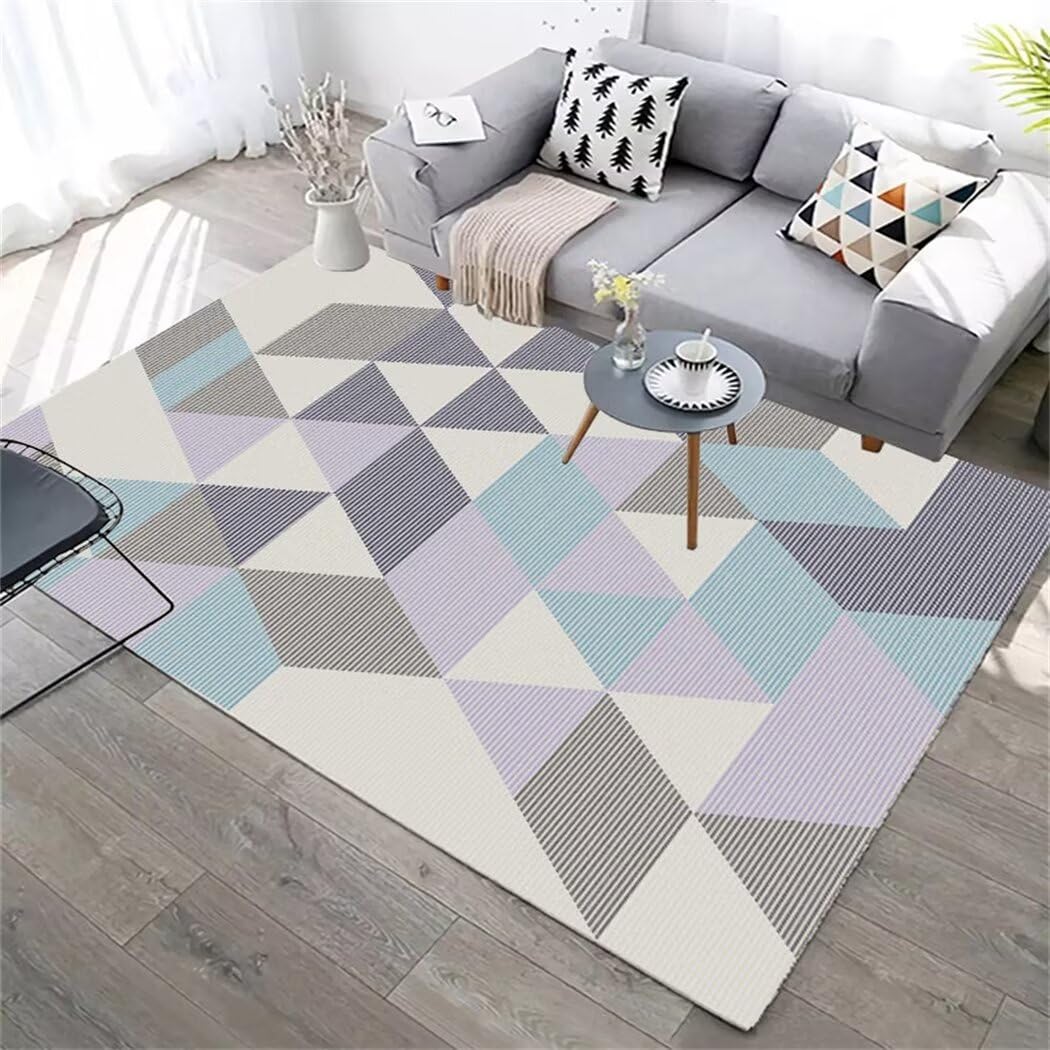 Tapis de salon bleu lavable pour en finir avec les taches dans une chambre de filles moderne
