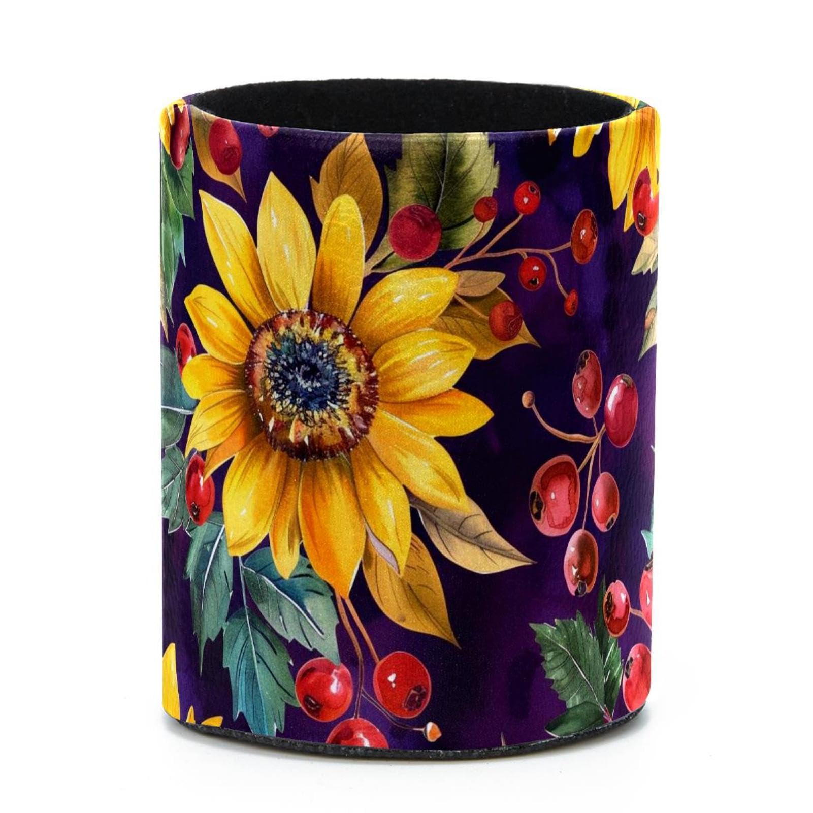 VAPOKF Round Pencil Holders for Desk, Sunflowers Pen Holders Pen Pot Makeup Brushes Storage Desktop Stationery Supplies Organiser for Home Office