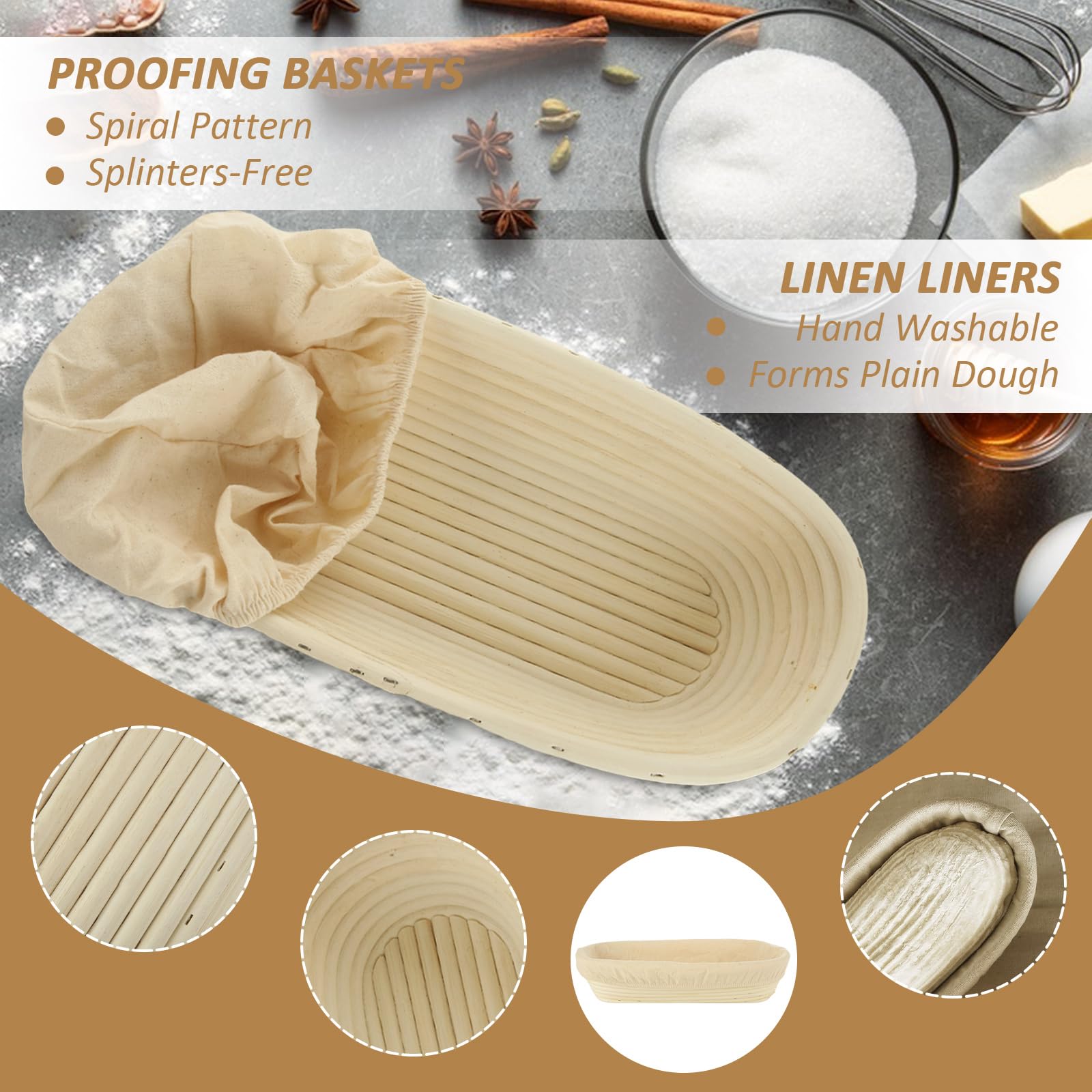 Cesta de prueba de pan Baguette Banneton de 15 pulgadas
