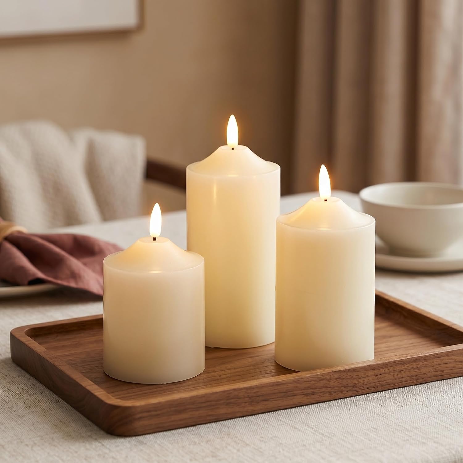 JHY DESIGN 3D Flameless Candles Set 4/5/6inch High Real Wax Battery Candle Pillars Flickering LED Candles with 8-Key Remote Control Timers for Home Wedding Party Christmas Decoration (Set of 3) JHY DESIGN 3D Flameless Candles Set 4/5/6inch High Real Wax Battery Candle Pillars Flickering LED Candles with 8-Key Remote Control Timers for Home Wedding Party Christmas Decoration (Set of 3)