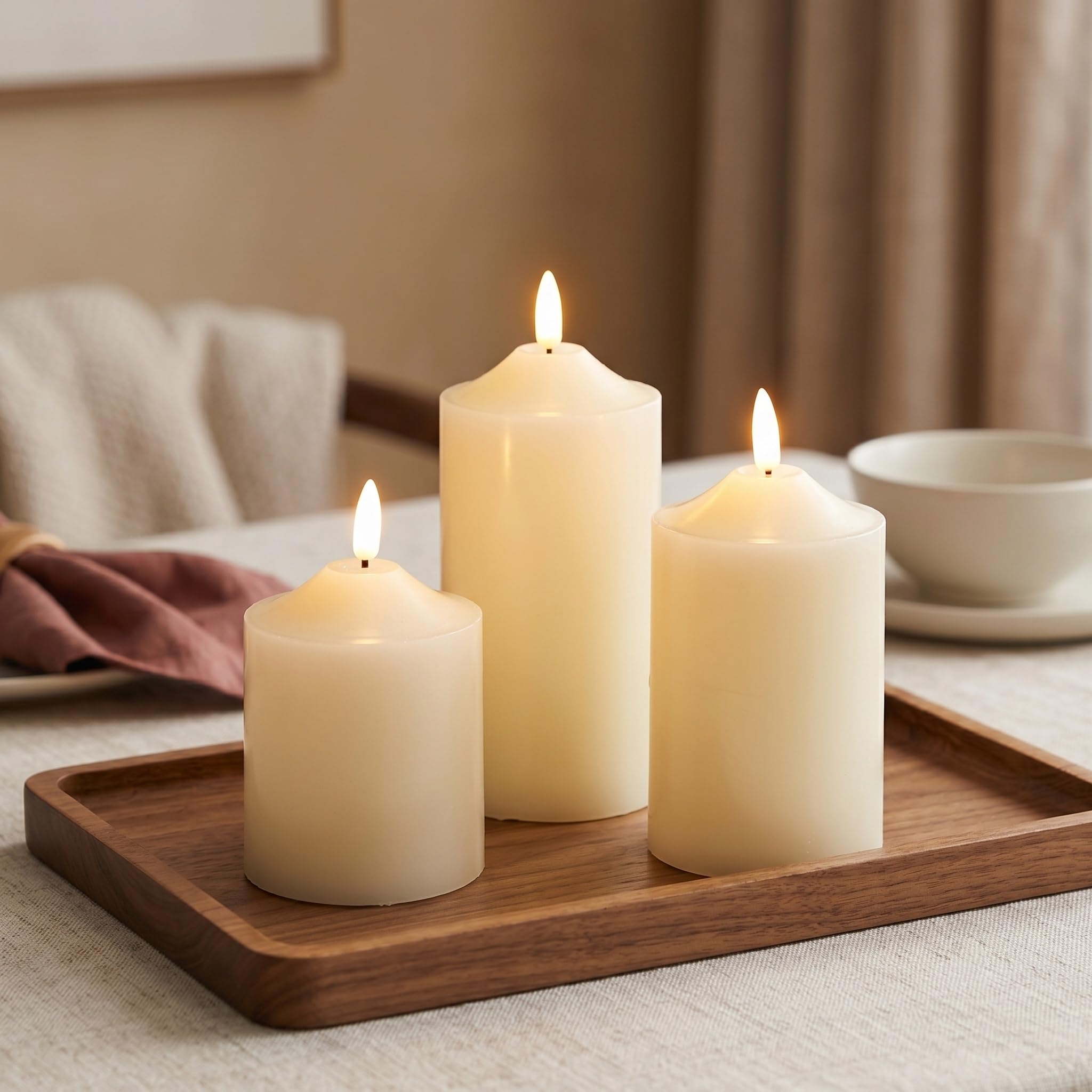 JHY DESIGN 3er-Set flammenlose Batteriekerzen mit 8-Tasten-Fernbedienung & Timer, 3D-Effekt LED-Kerzen batteriebetrieben flackernde Kerzen für Hochzeit Esstisch Weihnachten Wohnzimmer(10/12/15cm) Küche, Haushalt & Wohnen