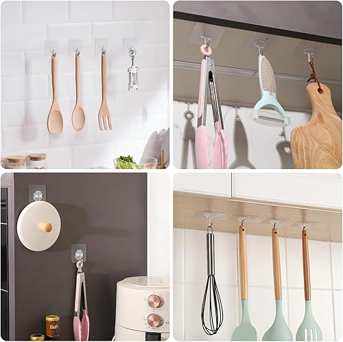 Miniatura 2 de Paquete de 30 ganchos autoadhesivos resistentes de 13 libras (máx.) para colgar en la pared, impermeables, a prueba de aceite, para baño, ducha,