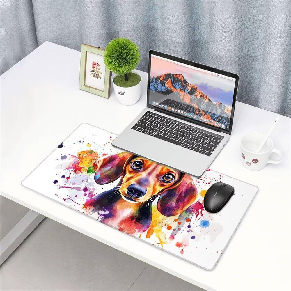 Podkładka pod mysz do gier XXL akcesoria biurkowe Biały pies duży pies podkładka pod mysz i klawiaturę podkładka na biurko, akcesoria do gier komputerowe 1200 x 600 x 3 mm antypoślizgowa podstawa, do