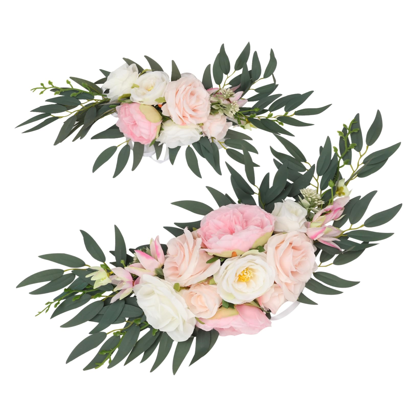 PRETYZOOM Arc De Mariage Fleurs Artificielles Swag Décoration Cérémonie Signe De Bienvenue Ensemble 2 Pièces 17.72X6.10X1.97 in pour Fête Mariage Maison