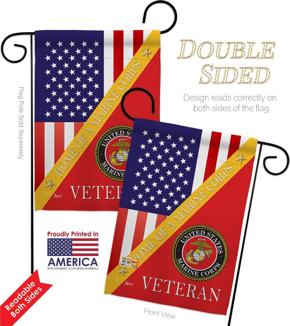 Home of Marine Corps Garden Flags Pack Armed Forces USMC Semper Fi United State American Military Veteran Retire Official USA Vintage Applique Small Gift Yard House Banner Double-Sided 13 X 18.5