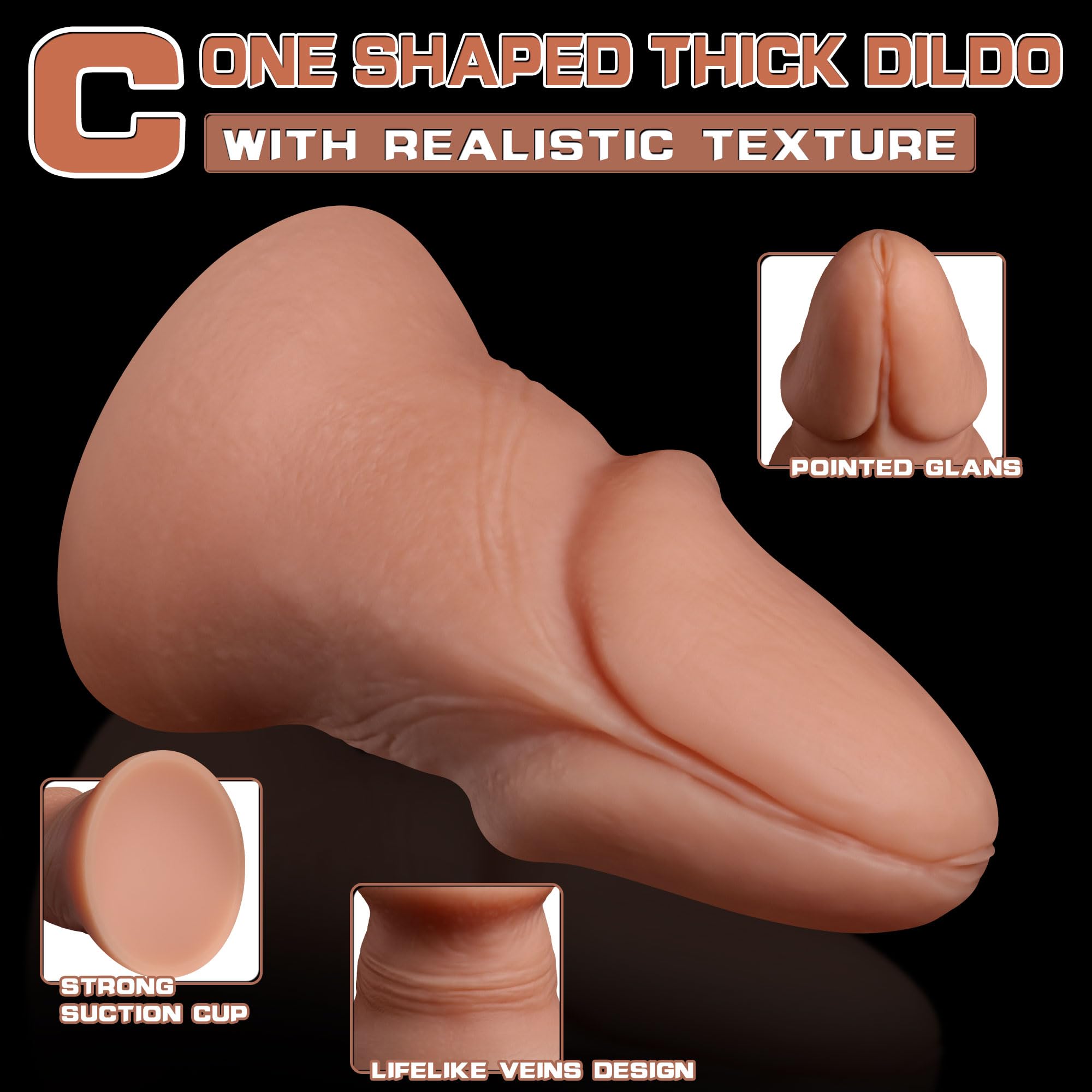 19 x 8,5 cm Dildo Realista Gigante con Glande Puntiagudo, Grande Consolador para Extensión Anal y Entrenamiento Anal, Gran Diámetro Sex Toys Flesh Silicone con Ventosa para Hombre, Gay, Mujer