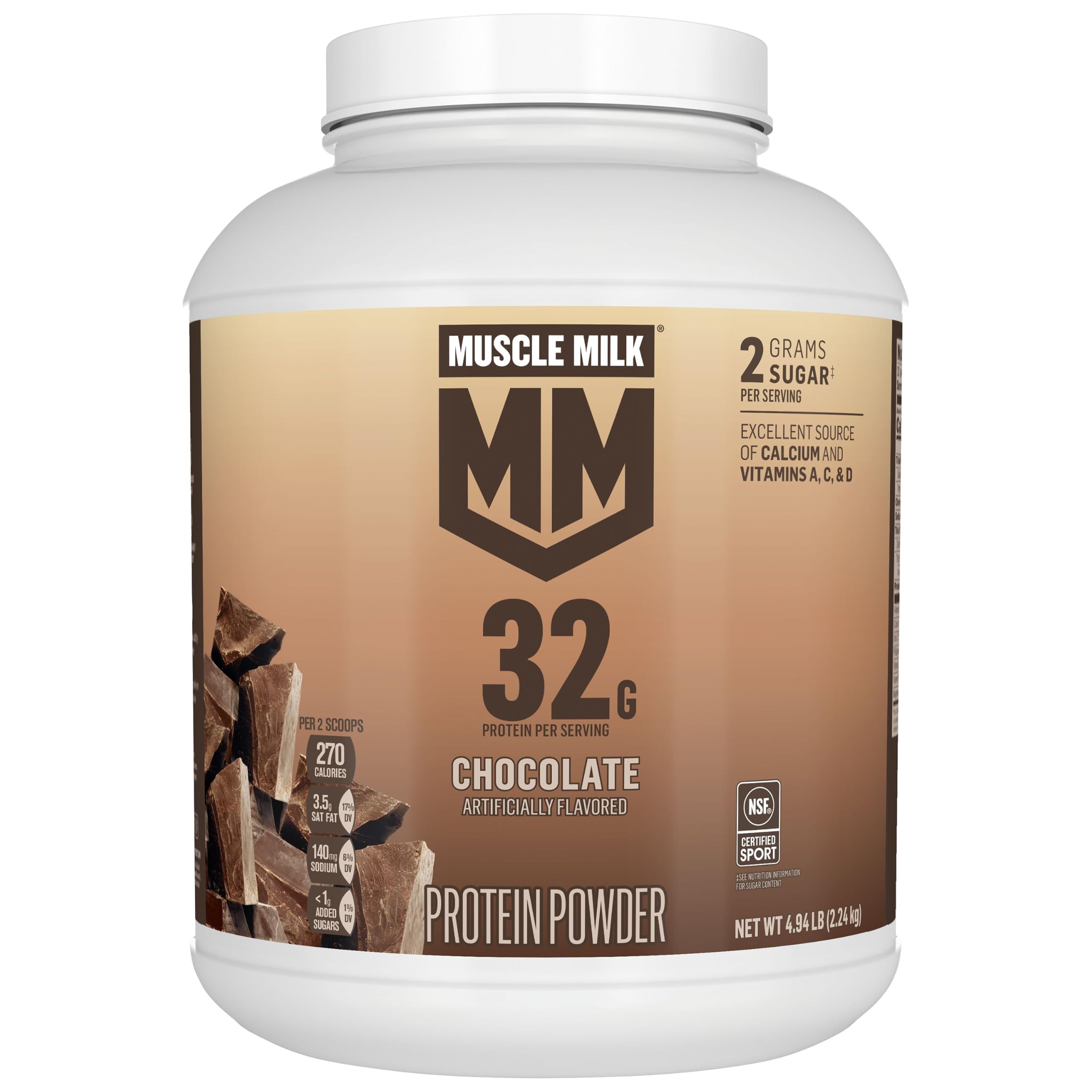 Muscle Milk Genuine Protein Powder, Vanilla Crème, 1.93 Pounds, 12 Servings, 32g Protein, 2g Sugar, Calcium, Vitamins A, C & D, NSF Certified for Sport, Energizing Snack, Packaging May Vary — Amazon image 12