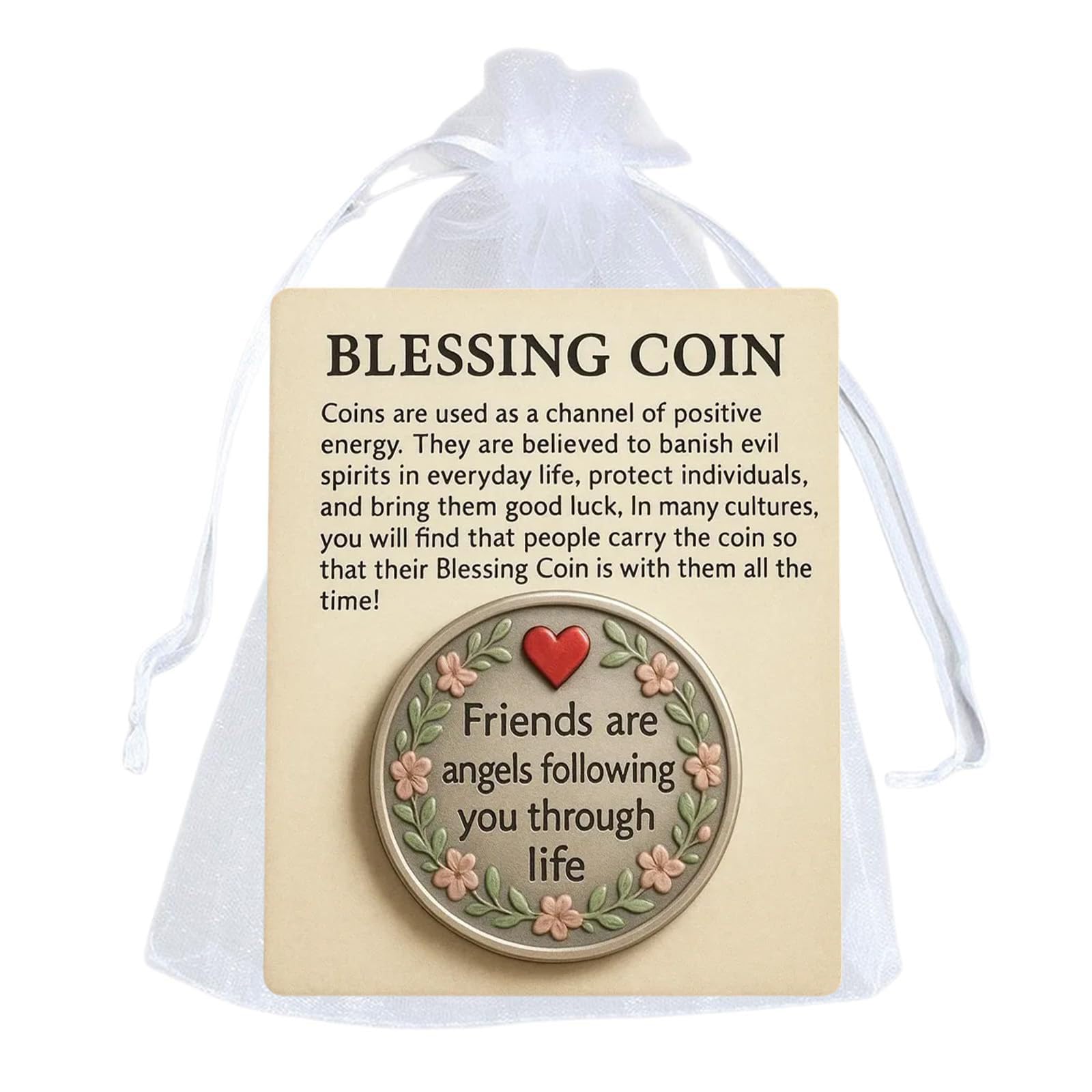 Xinsheinelry Heartfeltly Friendship Tokens with Inspirational Message Compacts Keepsakes Coin Includes Encouragement Card Meaningful Friend Pocket Sized Friendship Tokens