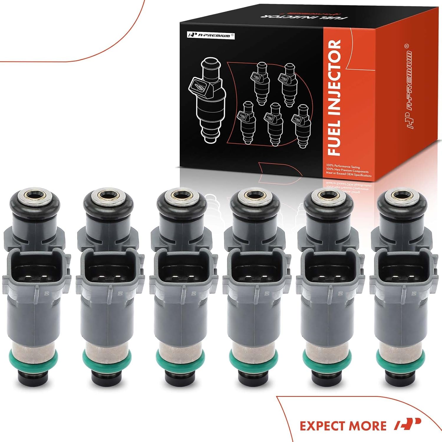 A-Premium Fuel Injectors Set of 6 Compatible with Honda Accord 2008-2016, Crosstour 2012, Accord Crosstour 2010-2011 & Acura MDX 2008-2013 2018-2020, RDX 2013-2018, TSX 2010-2014, TL, ZDX, RL