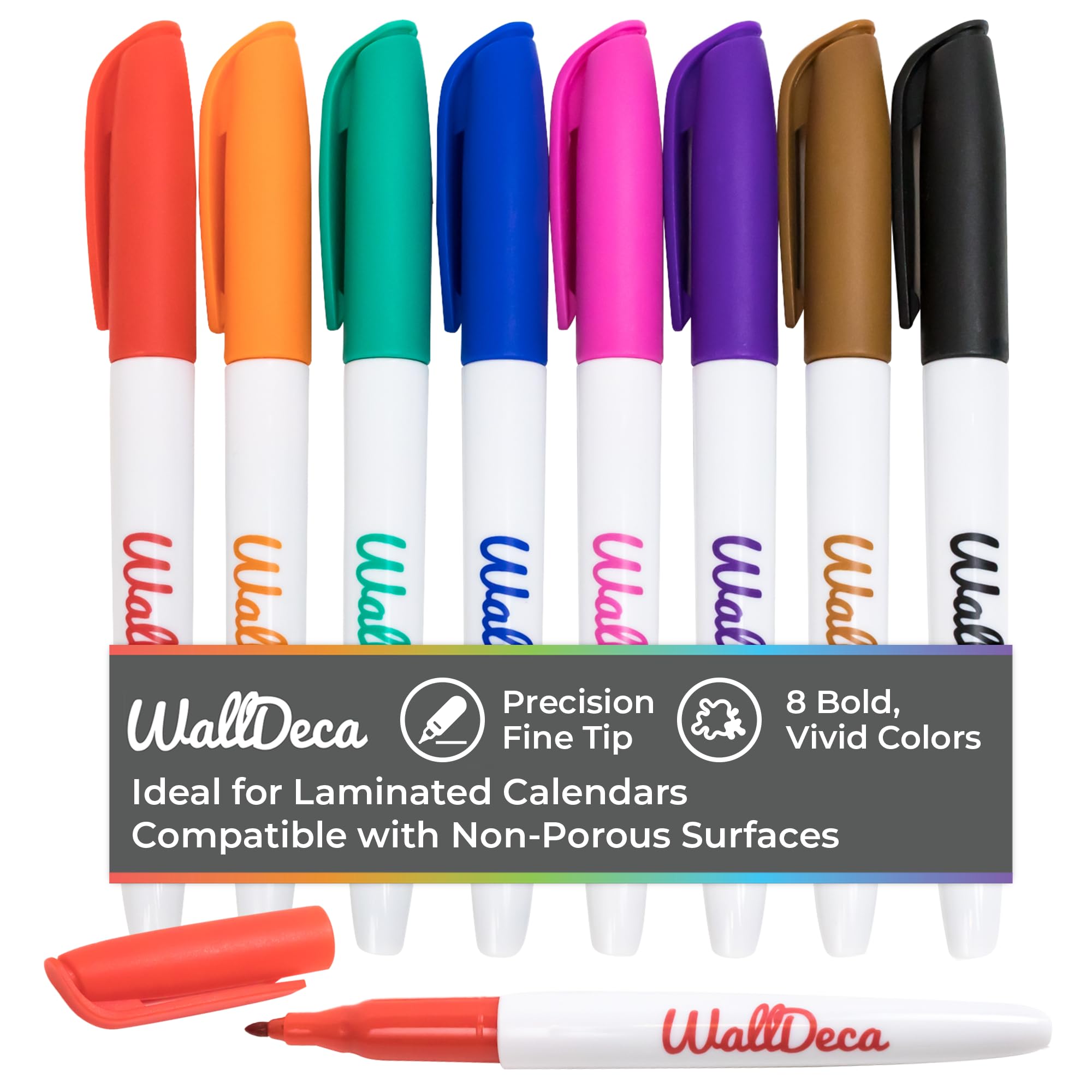 Bolígrafos de Gel WallDeca | Punta Media (0,7 mm), Colores Surtidos Arco Iris, 12 Unidades, Retráctiles | Para la Escritura Diaria, Diarios, Notas y Garabatos
