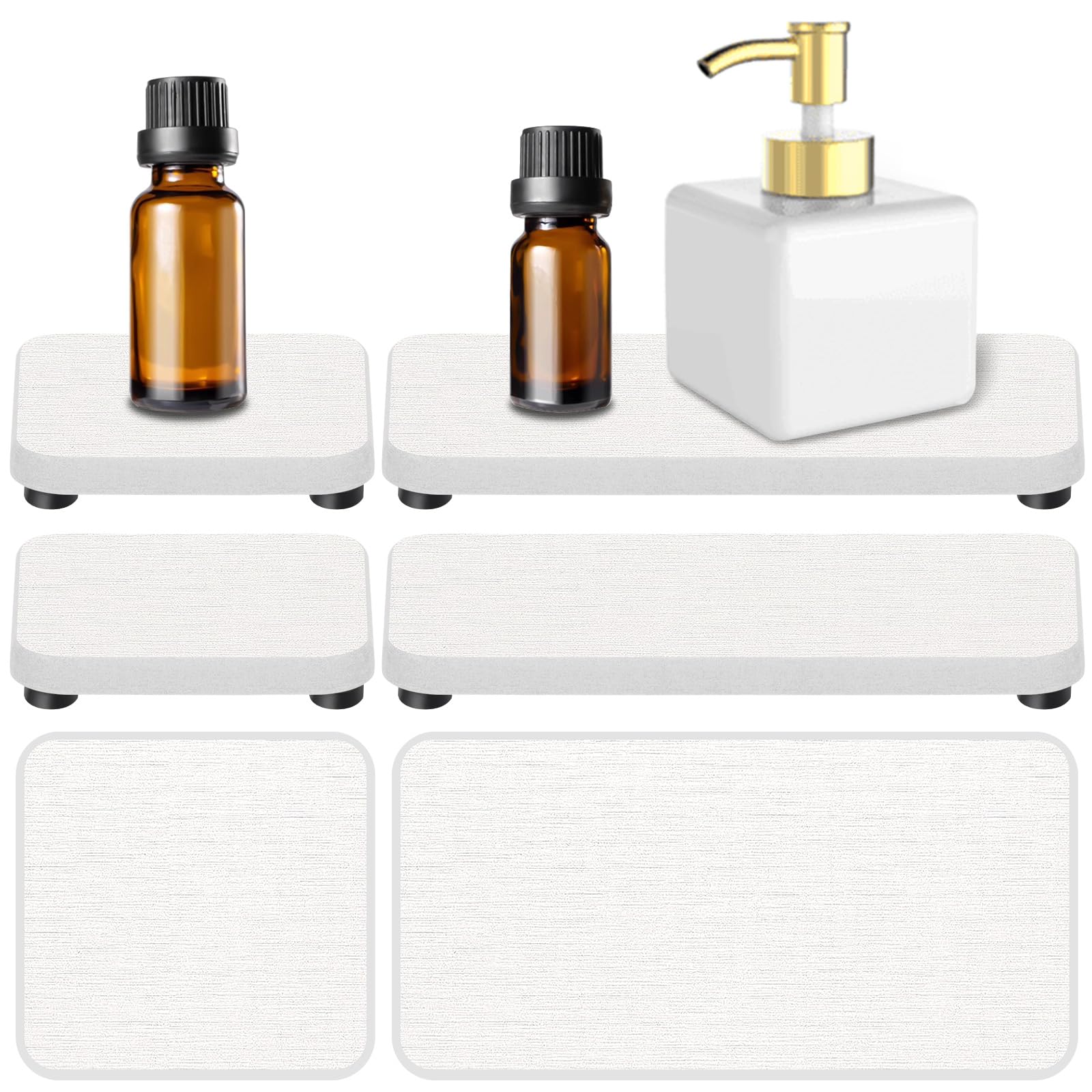Mardatt 4-in-1 Diatomite Soap Dish Set, Water Absorbent Diatomite Tray, Diatomaceous Earth Coasters Soap Holder
