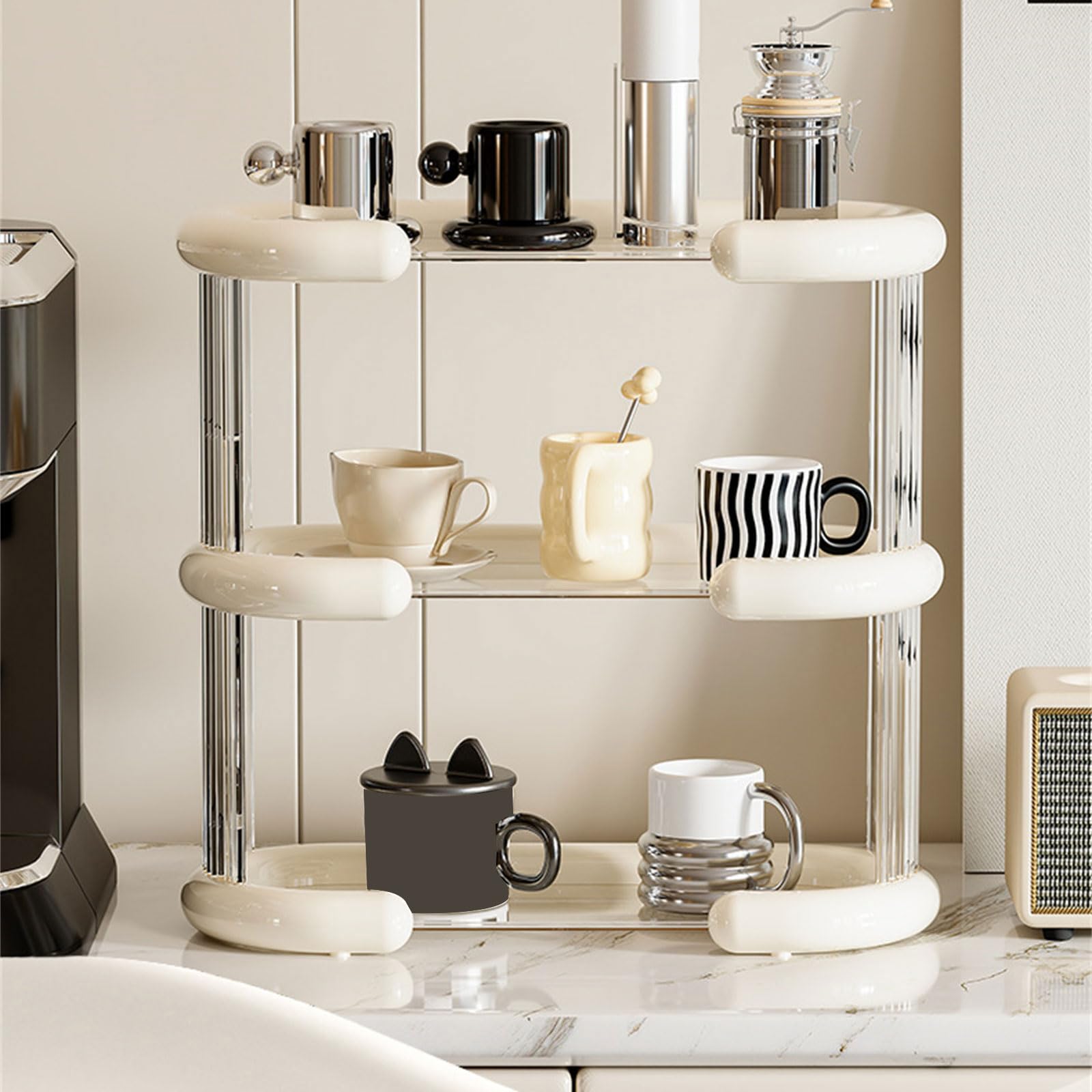 Praktischer und stilvoller Getränkehalter Elegantes Tassenregal aus Kunststoff für die Schreibtischorganisation Büro, Arbeitszimmer und Badezimmerregal Küchenbereich