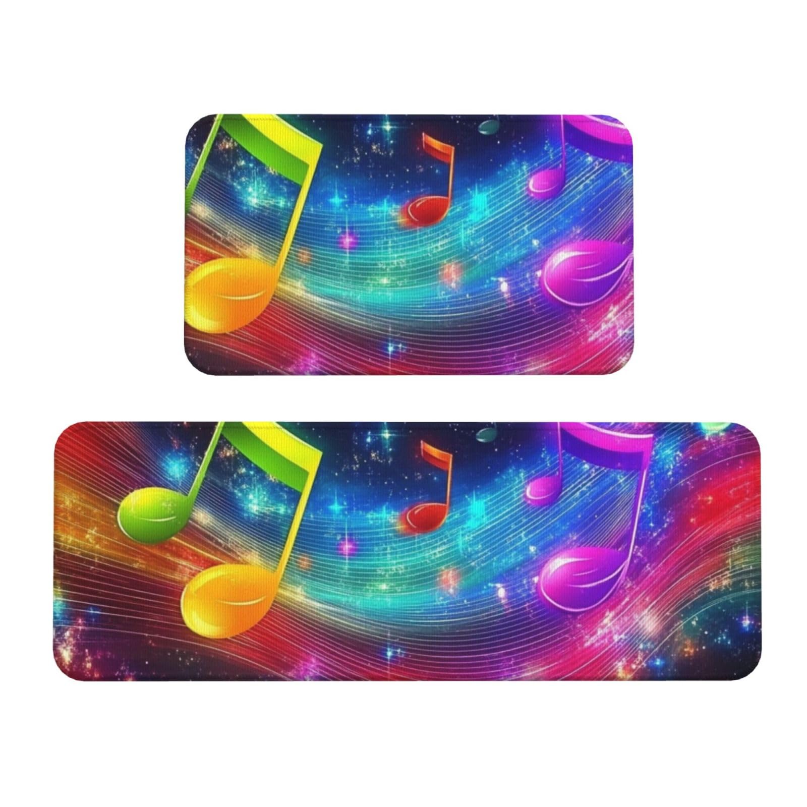Tapetes de cocina acolchados para dar vida y confort a tu hogar con su colorido diseño de notas