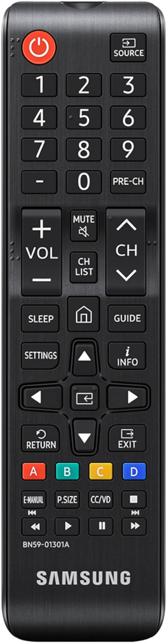 Samsung Universal IR Remote, Smart TV Remote Control, All-in-One Samsung Remote, User-Friendly Design, Batteries Included, Black, (VG-TM1240AN/ZA, 2024)