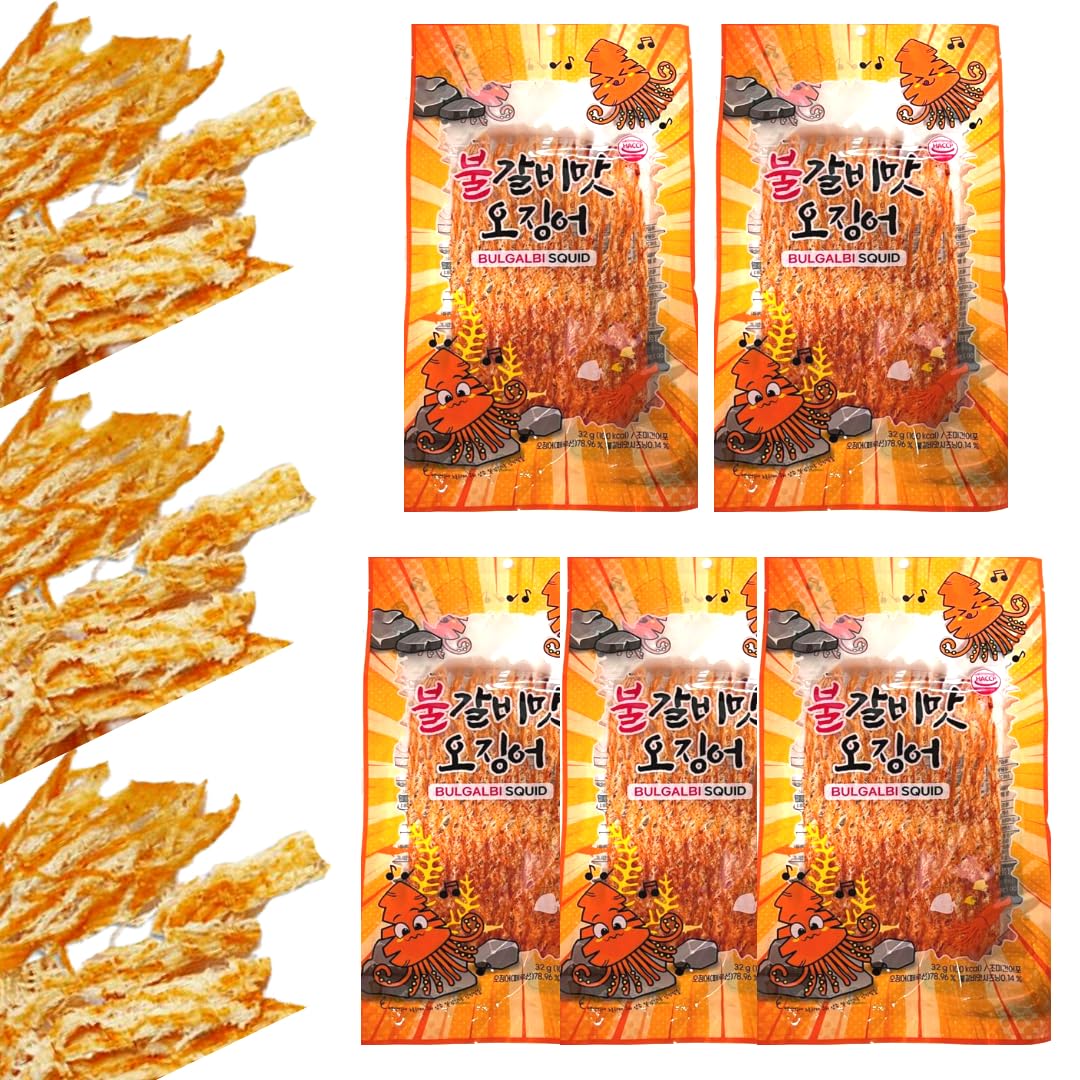 JOKUNA - Korean dried squid - Soft and chewy texture squid (Spicy, Butter, Roasted) (Spicy - 5 pack)