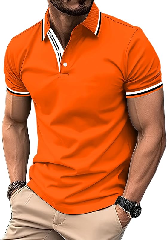 SwissWell Men's Polo Shirt Short Sleeve Golf Polo Shirt Summer Lightweight Breathable Work Casual T Shirt