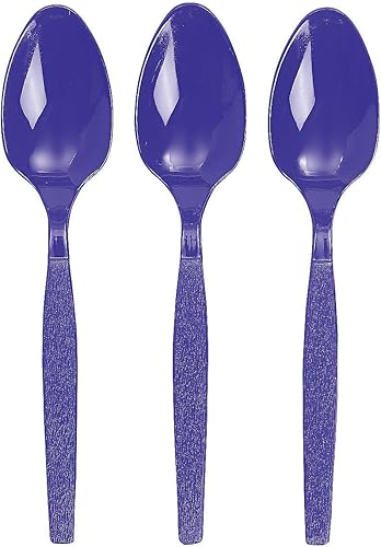 Fun Express - Cucharas de plástico Royal Purple (50 piezas) - Suministros para fiestas - Vajilla sólida - Cubiertos - 50 piezas