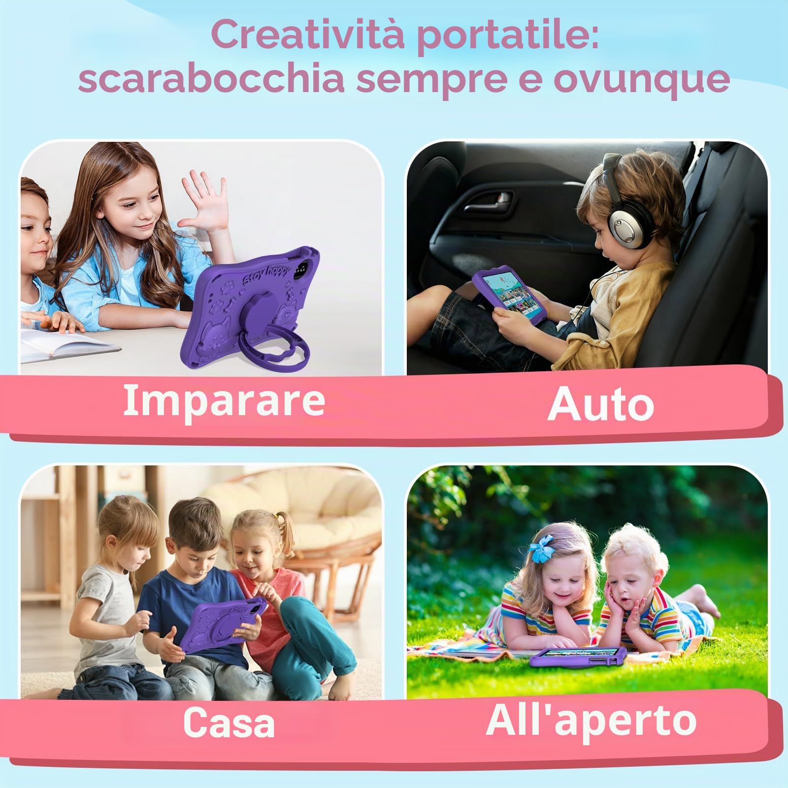2026 Tablet per Bambini 9 Pollici Android 15 con 32GB ROM+TF 2TB, 5G WiFi, Gemini AI, Octa-Core, Widevine L1, GPS, Face ID, Protezione per Bambini, 1340 * 800, 5000mAh, BT 5.0, Tablet per