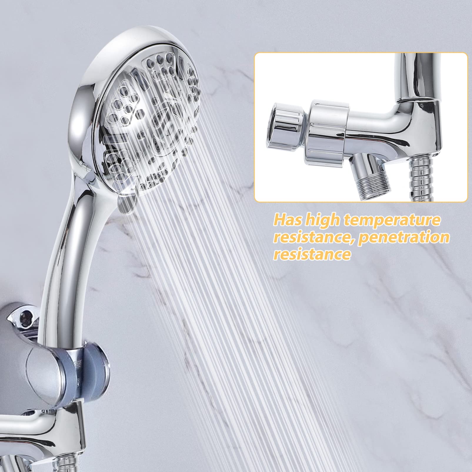 Cabezal de ducha portátil de mano con modos de presión de aumento, manguera de fácil instalación para agua dura, rociador de ducha de alta presión para el hogar o viajes