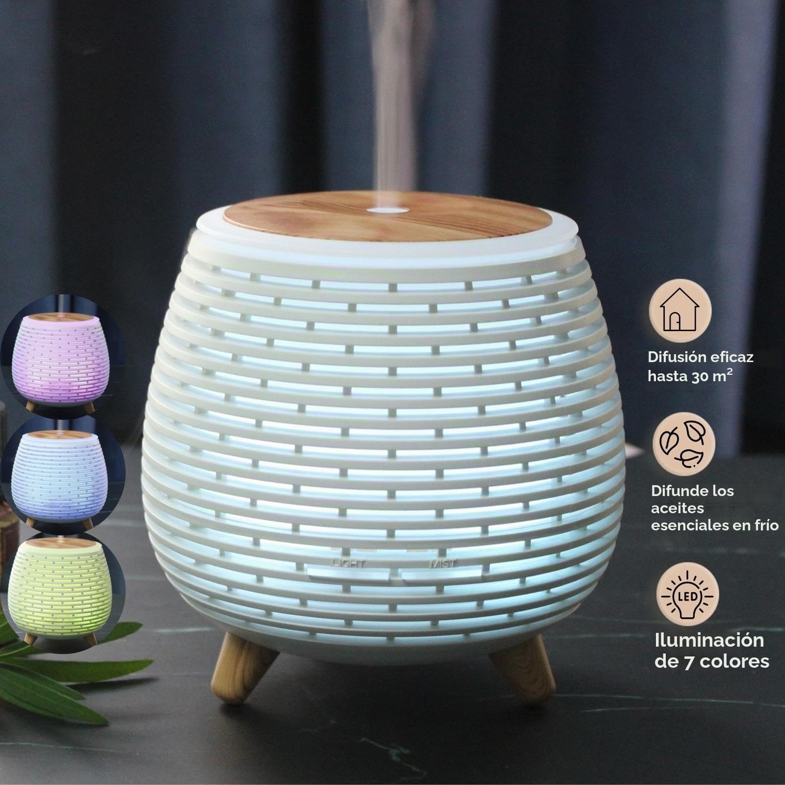 Zen'Aroma Difusor de Aceite Esencial Lola, difusor ultrasónico de aromaterapia fría difusor de Perfume eléctrico USB, 2 Modos de difusión, Apagado automático, iluminación LED, silenciador y Compacto