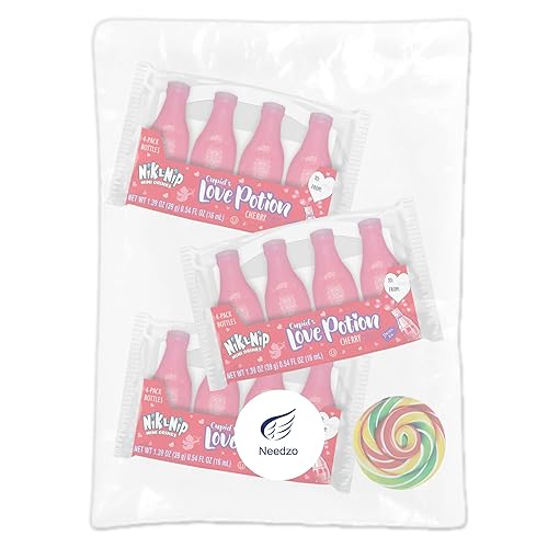 Miniatura 6 de Caramelos de San Valentín Nik L Nip comestibles de cera de cereza caramelos de bebida de poción de amor de Cupido paquete de 3 4 botellas por caja