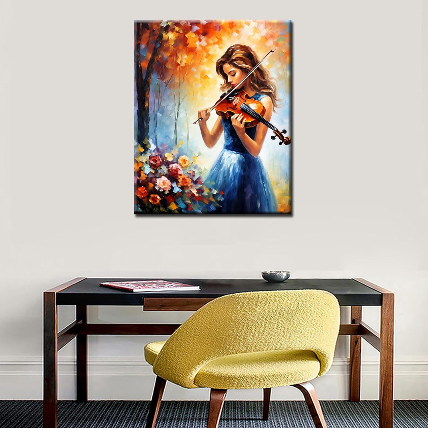 Graffitic Oil Painting Paint by Number Kits 16 x 20 inch Canvas Sexy Girl/Women Decor Musical Instrument Violin DIY Oil Painting for Kids Adults Beginner with Brushes and Acrylic Pigment (DIY Frame)