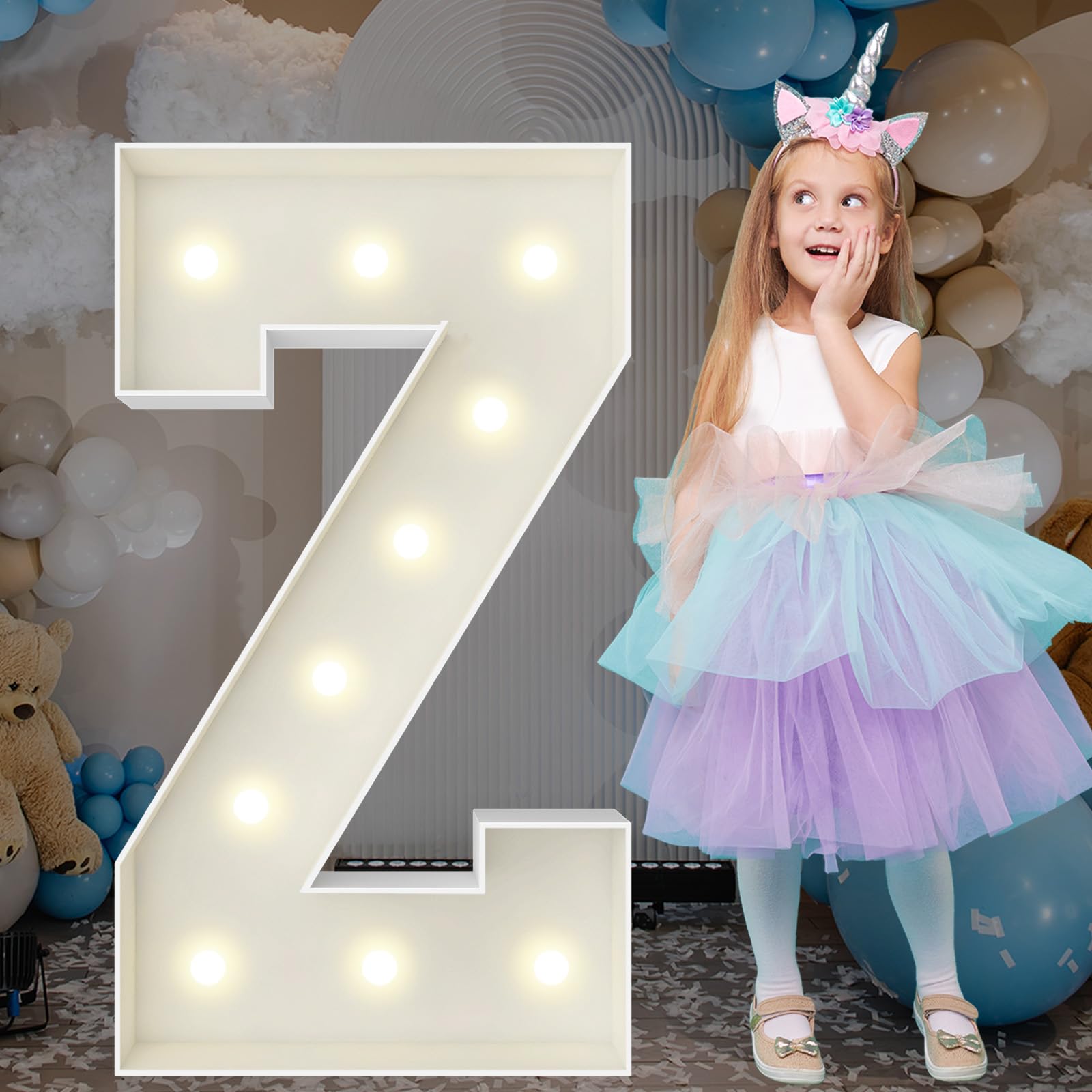 3FT Marquee Light Up Letters, Large Marquee Letters, Pre-cut Foam Board Letter Z for Engagement Wedding Decorations Birthday Party Backdrop Decor, Balloon Arch Kit