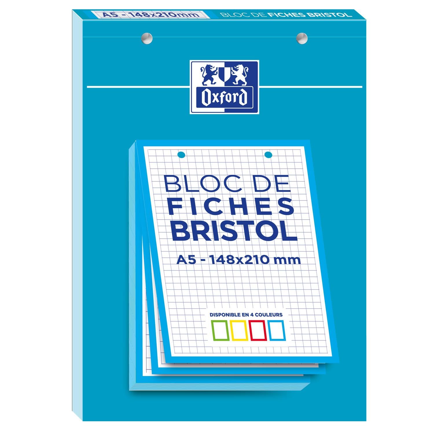 Oxford Bristol 2.0 flashcard 2-gaats A5 geruit 5mm 210g 30 vel assorti