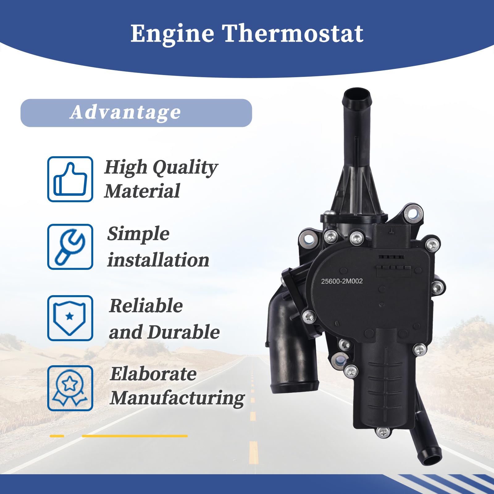 Coolant Thermostat Replacement For 2020-2022 Kia Rio 1.6L & Hyundai Accent 1.6L - OEM #25600-2M002