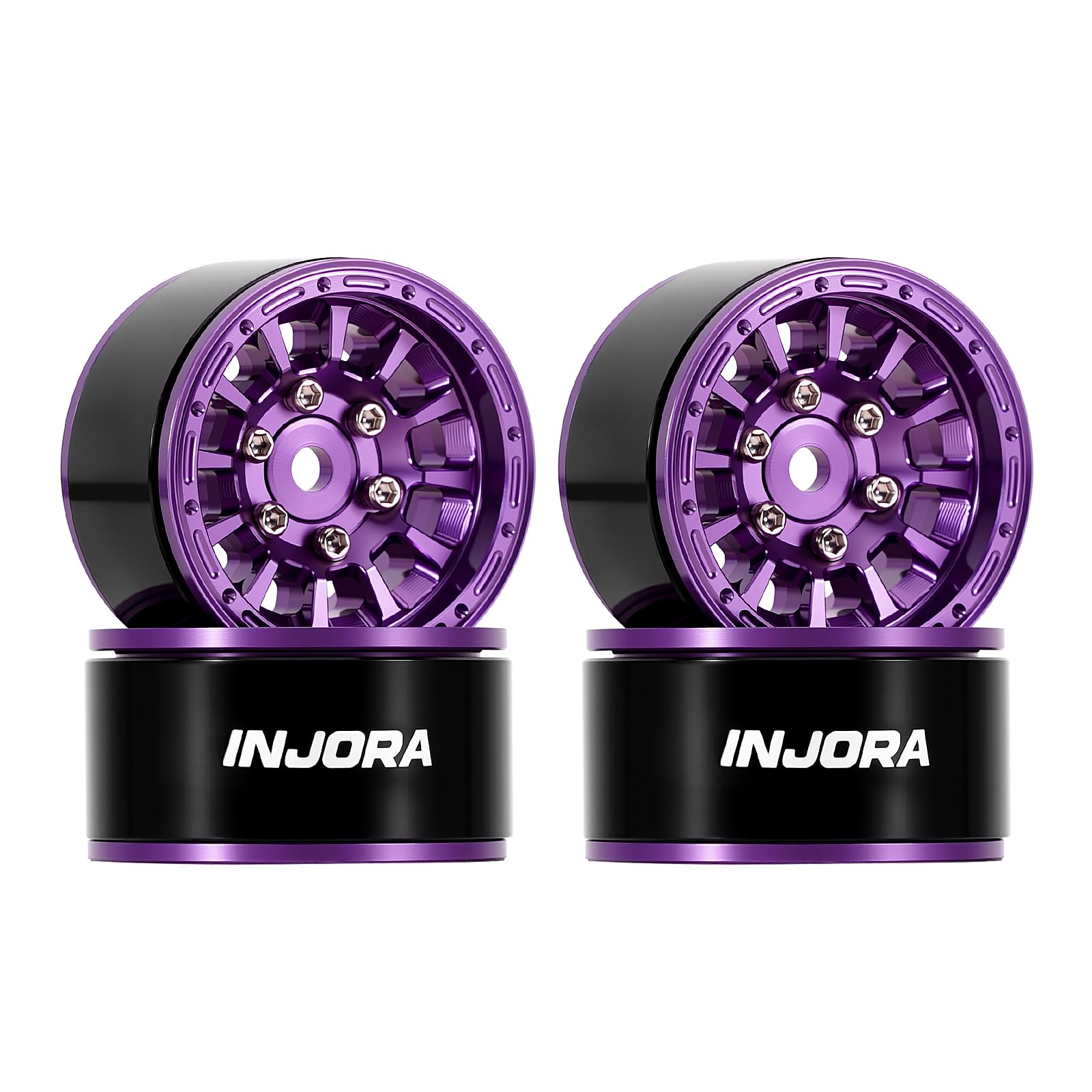 INJORA 1.0" Aluminum Beadlock Wheels 0mm Offset for 1/18 1/24 RC Crawler Upgrade, W1056