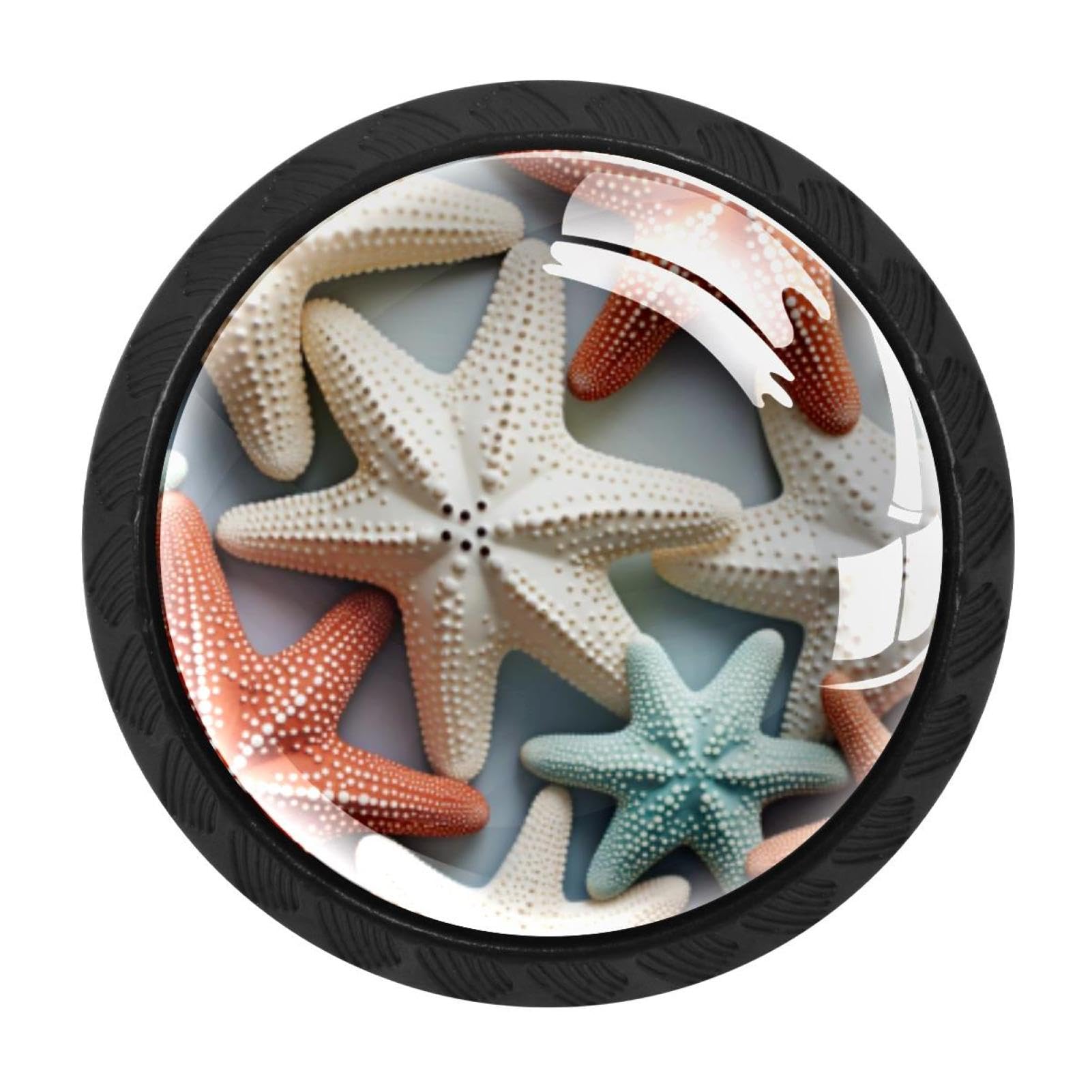 Chenzzzz Multicolored 04 4 Pieces Black Cabinet Pull Handle With Screws,Starfish Kitchen Knobs, Hardware For Cupboard Drawer Dresser