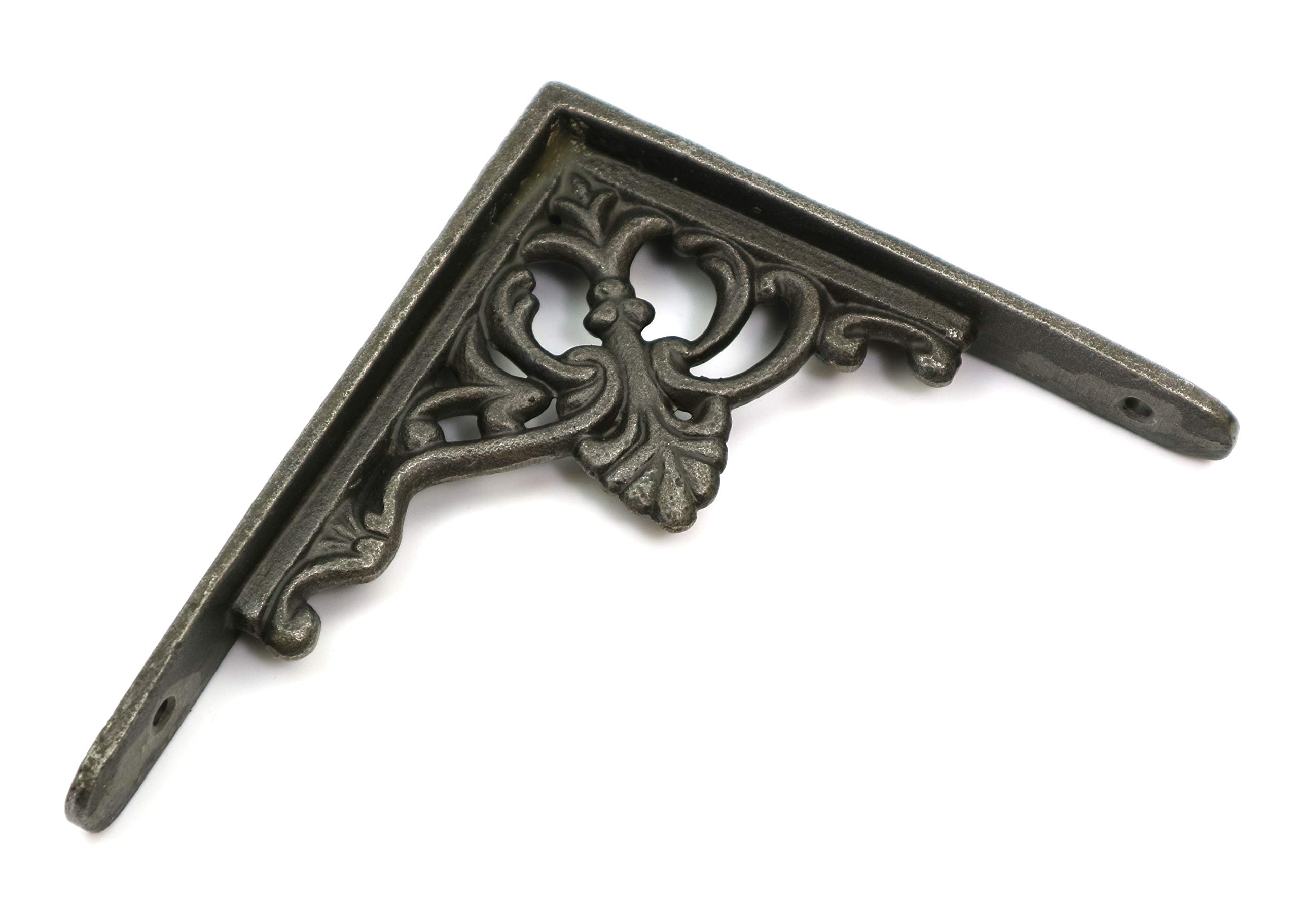 Oakcrafts Pair Of Small Shelf Brackets Floret Cast Antique Iron 130Mm X 110Mm