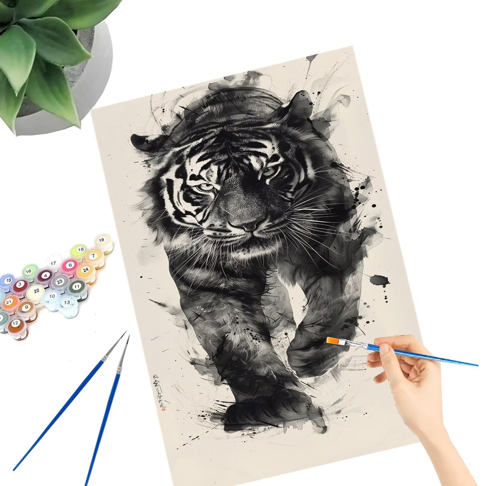 Peinture Numero Adulte Animal Peinture Par NuméRos Grand Format Tigre Loisirs CréAtifs Adultes Enfant DIY NuméRo D'Art Complet Kit DéButants ,Cadeau GarçOns Filles 3+ Ans, Sans Cadre 100x200cm M-959