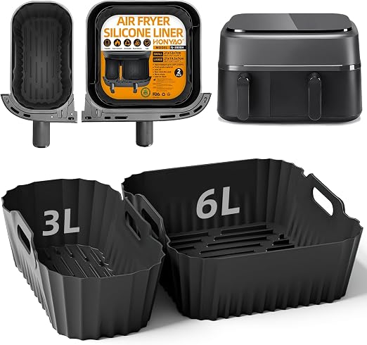 HONYAO Silikonowa Frytkownica Akcesoria do Philips Airfryer Dual Basket 3000 Series 9L NA350/00, 2 sztuki Akcesoria do Frytkownicy na Gorące Powietrze do Philips Steam Airfryer 5000 Series NA550/00