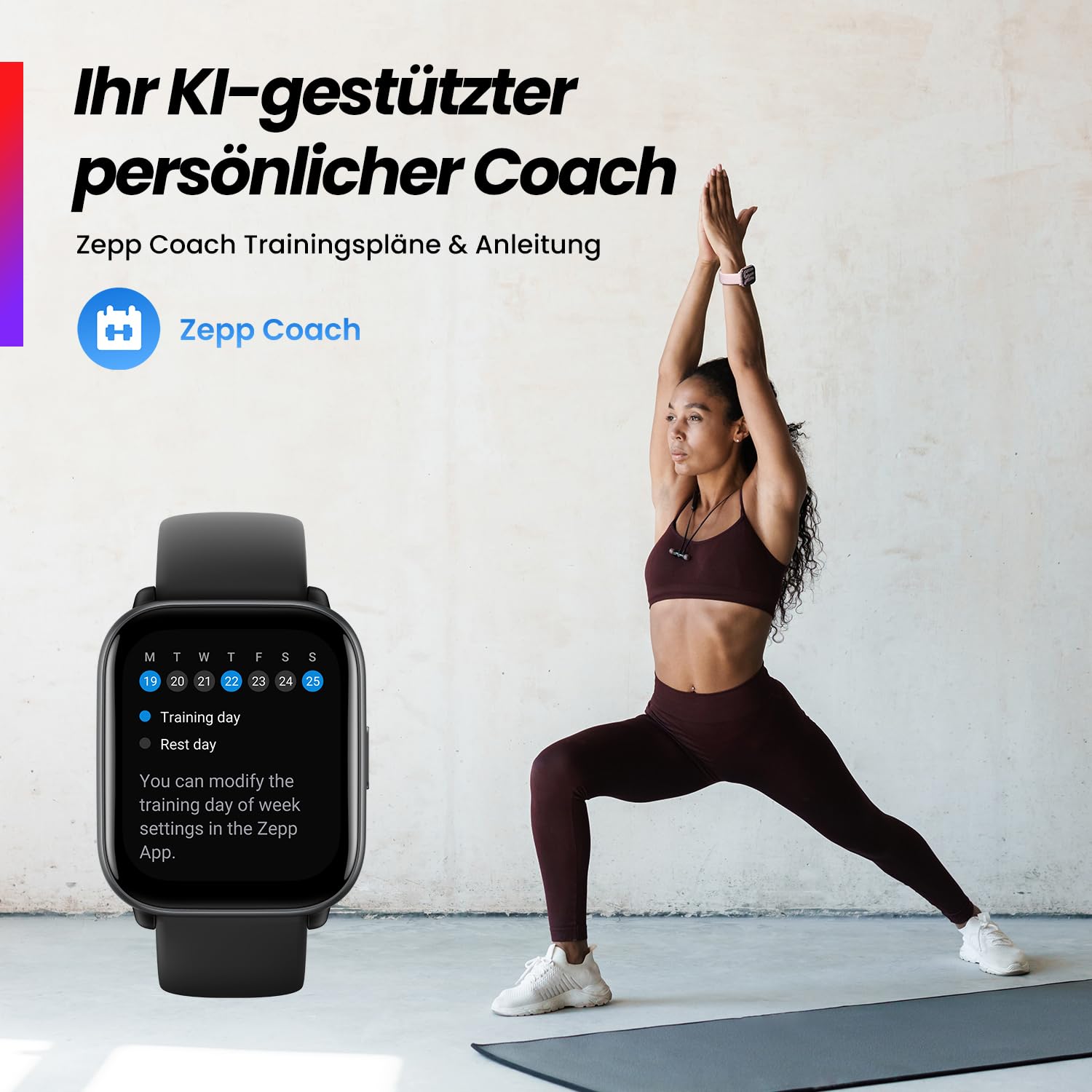 Amazfit Active Smartwatch mit AI-Fitness-Trainer, Dual-Band GPS, Routennavigation, Bluetooth-Anruf, Musikspeicher, 14-Tage-Akku, 1,75" AMOLED-Display & Alexa-fähig, Zepp Coach, Midnight Black