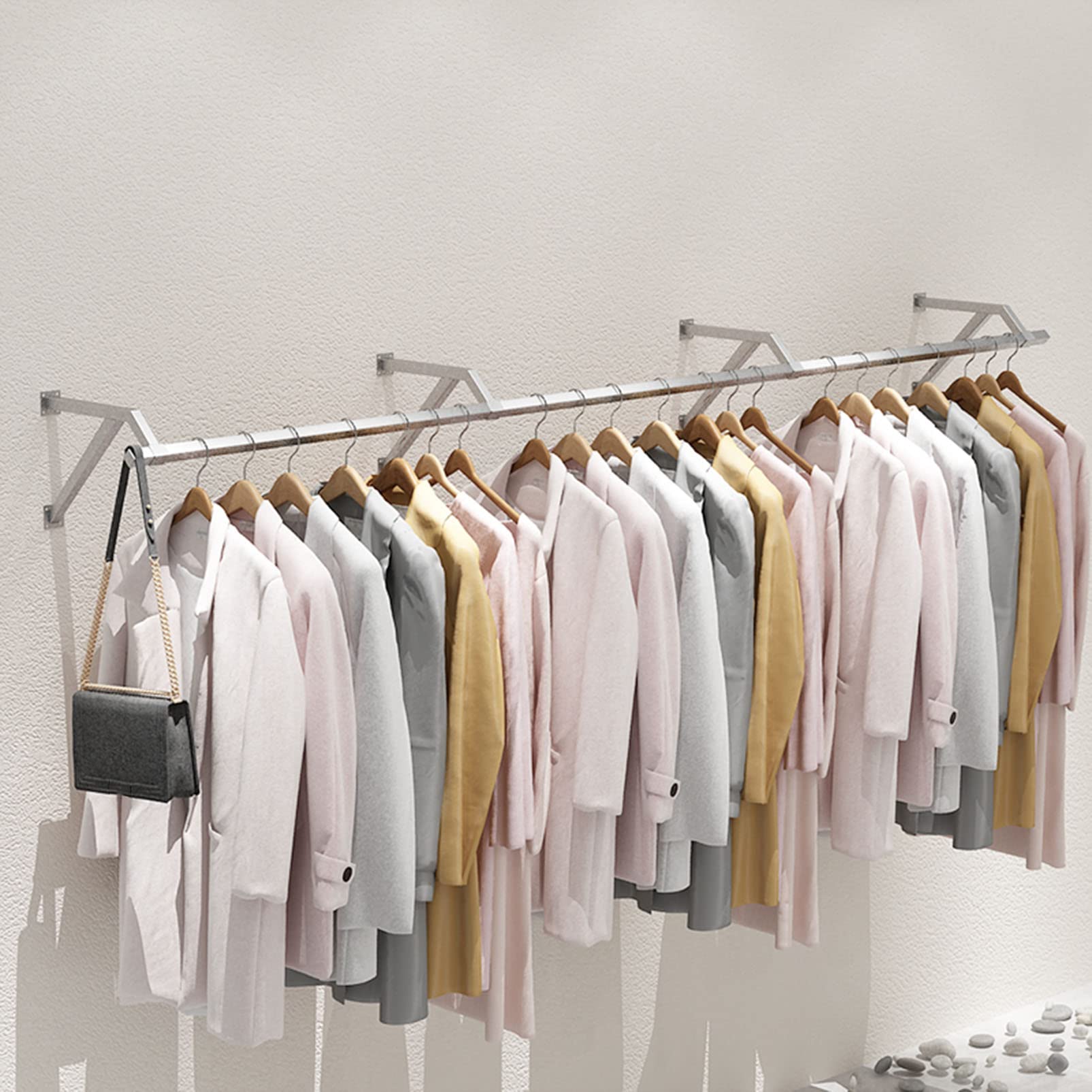Étagères vêtements suspendues et organisateur linge en tuyau noir