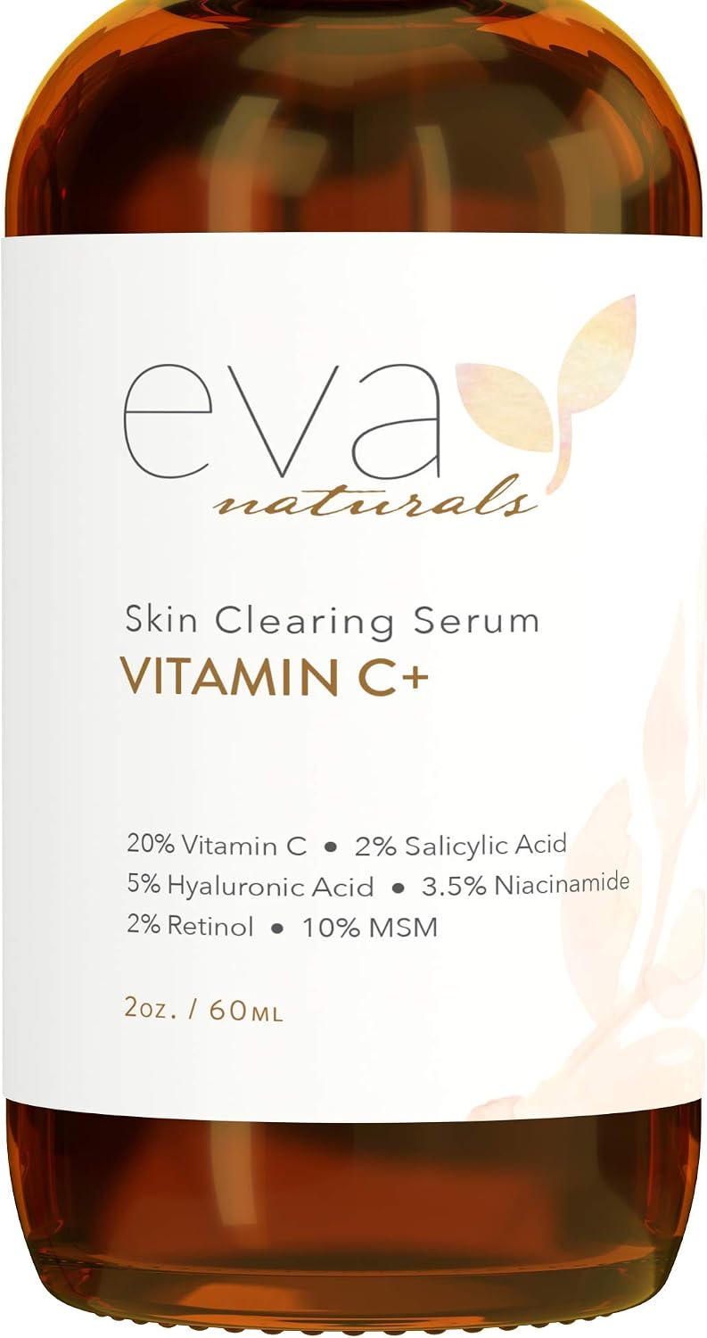 Eva Naturals Vitamin C+ Serum for Face, Anti-Aging Facial Serum with Niacinamide, Retinol, Hyaluronic Acid