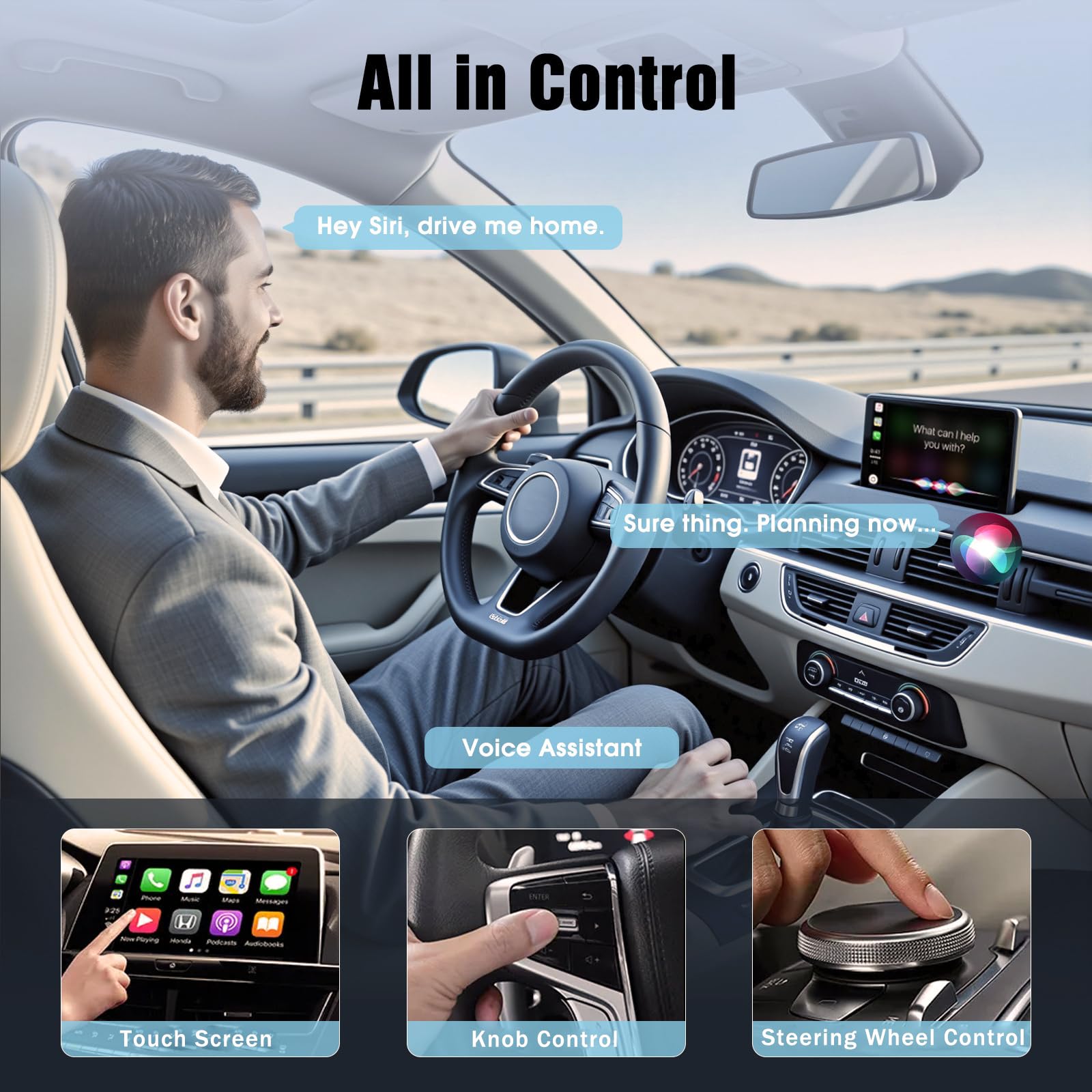 2 en 1 Adaptador CarPlay Inalámbrico, CarPlay Cableado a Inalámbrico, para Coches con CarPlay/Android Auto, para iPhone iOS 10+ & Android 11+, Compacto y Estable Bluetooth Car Play Wireless Adapter — view 7