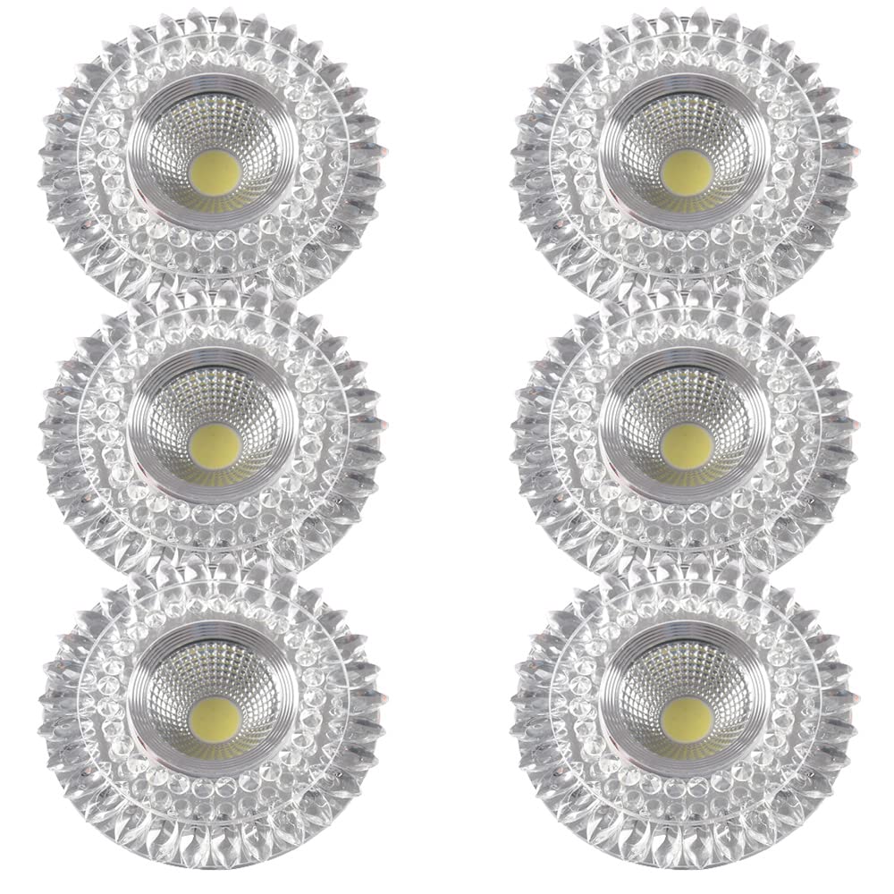 ASerZenith 6 Pack Crystal Led Downlight, 5W Round Recessed Ceiling Light Baffle Trim Led Decorative Colorful Spotlight Eyeball Retrofit Spotlight Panel Light,B-Colorful Light