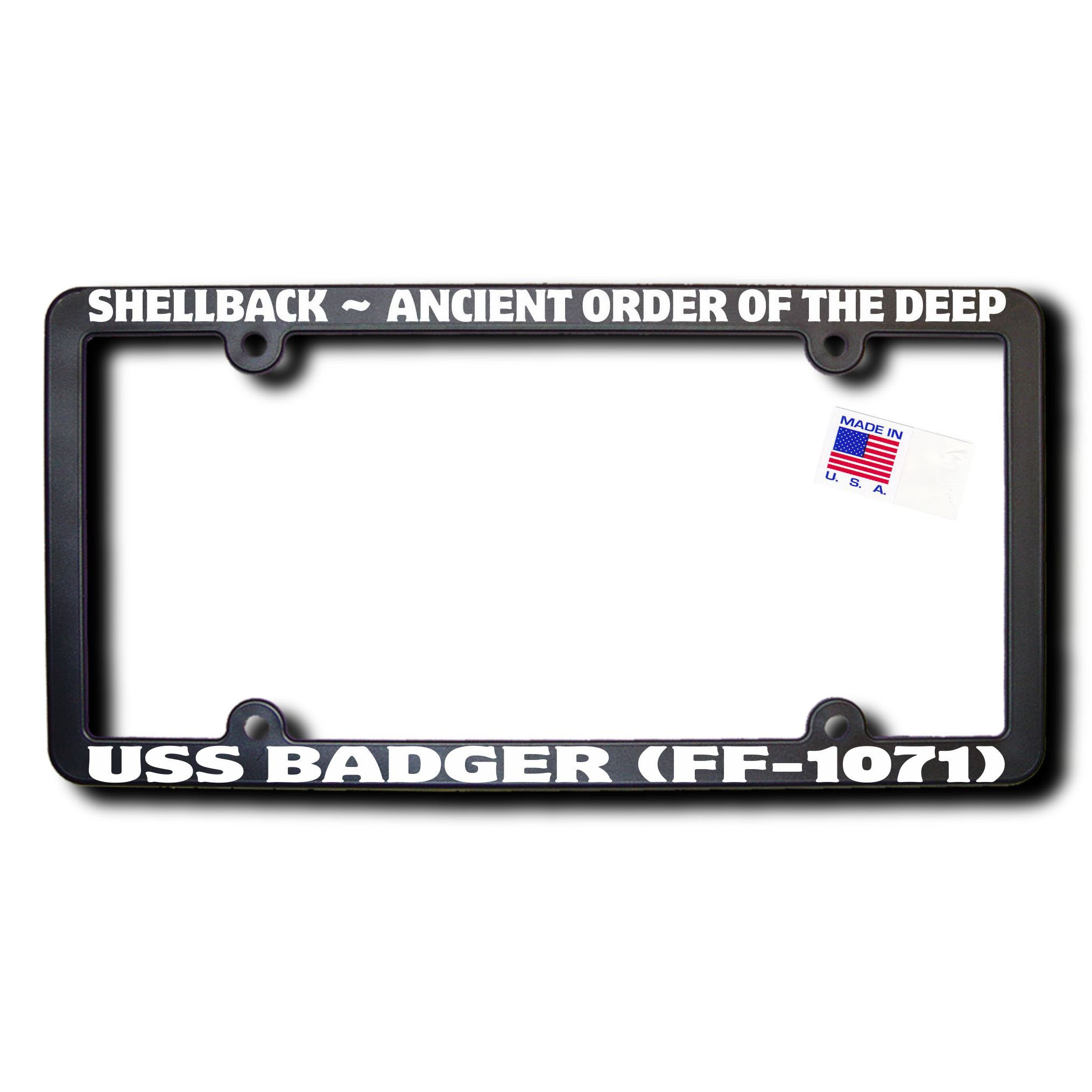 James E. Reid Design Shellback USS Badger (FF-1071) License Frame