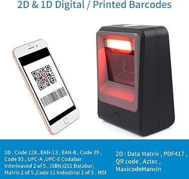 Symcode USB Wired 2D Barcode Scanner, Handheld QR Code Scanner Reader Support Screen & Paper Bar Code for Supermarket Retail Warehouse Inventory POS Cash Register Plug and Play