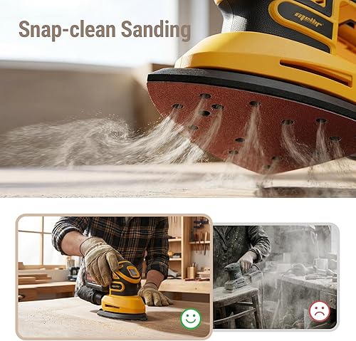 Miniatura 4 de Lijadora de detalles inalámbrica sin escobillas compatible con batería DeWalt de 20 V MAX (solo herramienta), lijadora de esquina ligera con caja de