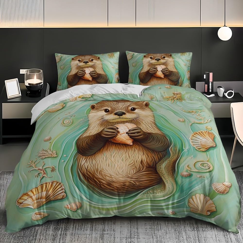 Dzieci Dorośli 3D Zestaw Poszewek Na Kołdrę Z Nadrukiem 260x240 cm Leniwiec Aqua Leniwiec Kreskówka Zestaw Pościeli, Miękka Antyalergiczna Jasnozielona Poszwa na kołdrę 180