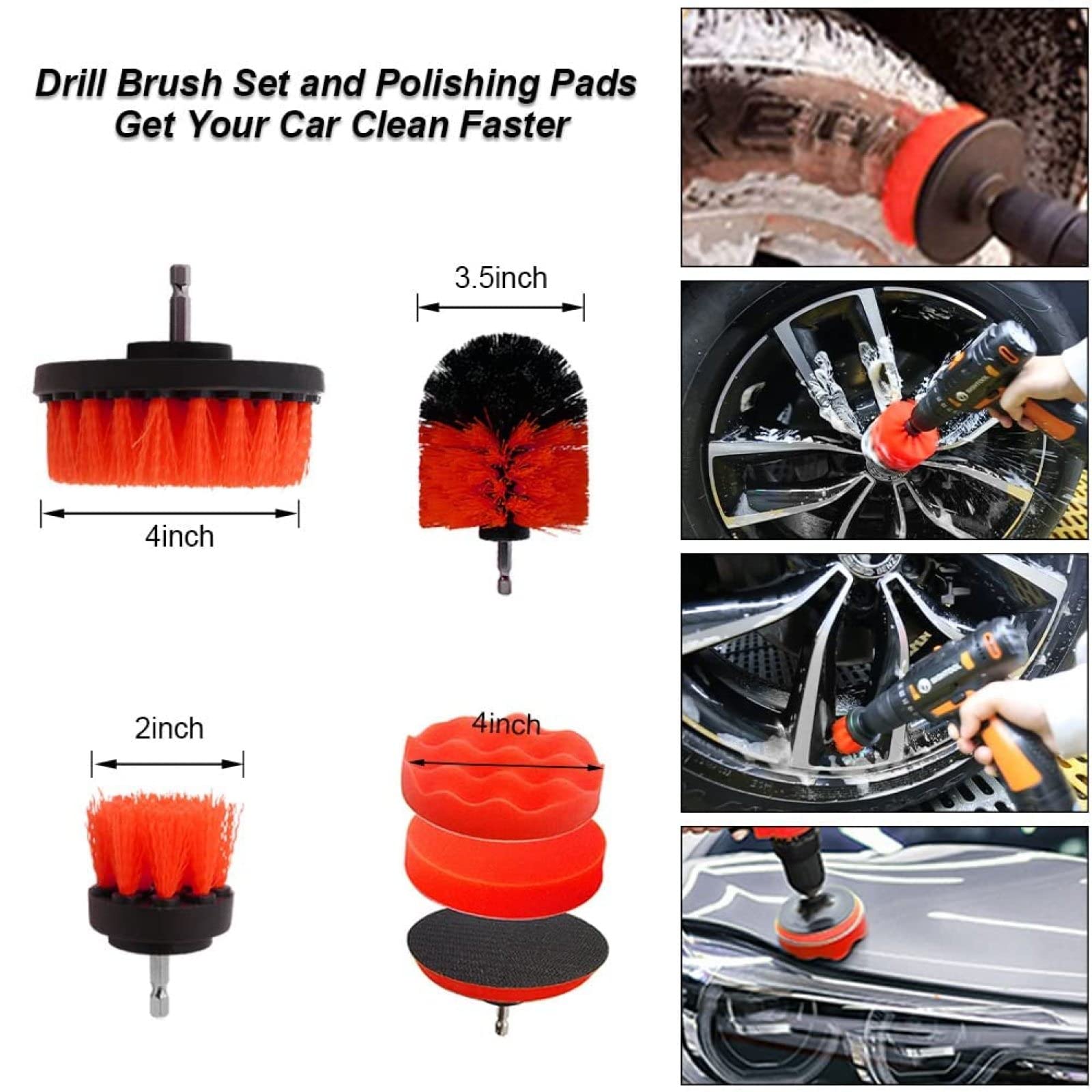 19-teiliges Auto-Detailing-Set Mit Auto-Detailing-Bürsten, Polierpad, Detailzubehör, Auto-Reinigungsset Für Den Innen- Und Außenbereich