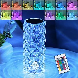 Crystal Table Lamp for Bedside Modern Night Light for Bedroom Touch Rechargeable LED Desk Lamp Modern for Living Room Home Office Bedroom Decor