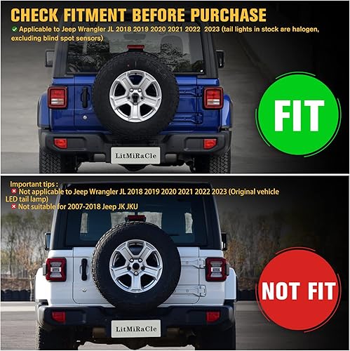 Miniatura 3 de Smoke lens LED Tail Lights Compatible with Jeep Wrangler JL 2018-2023, Brake Light Reverse Light Turn Signal Lamp Running Lights Side Marker Light