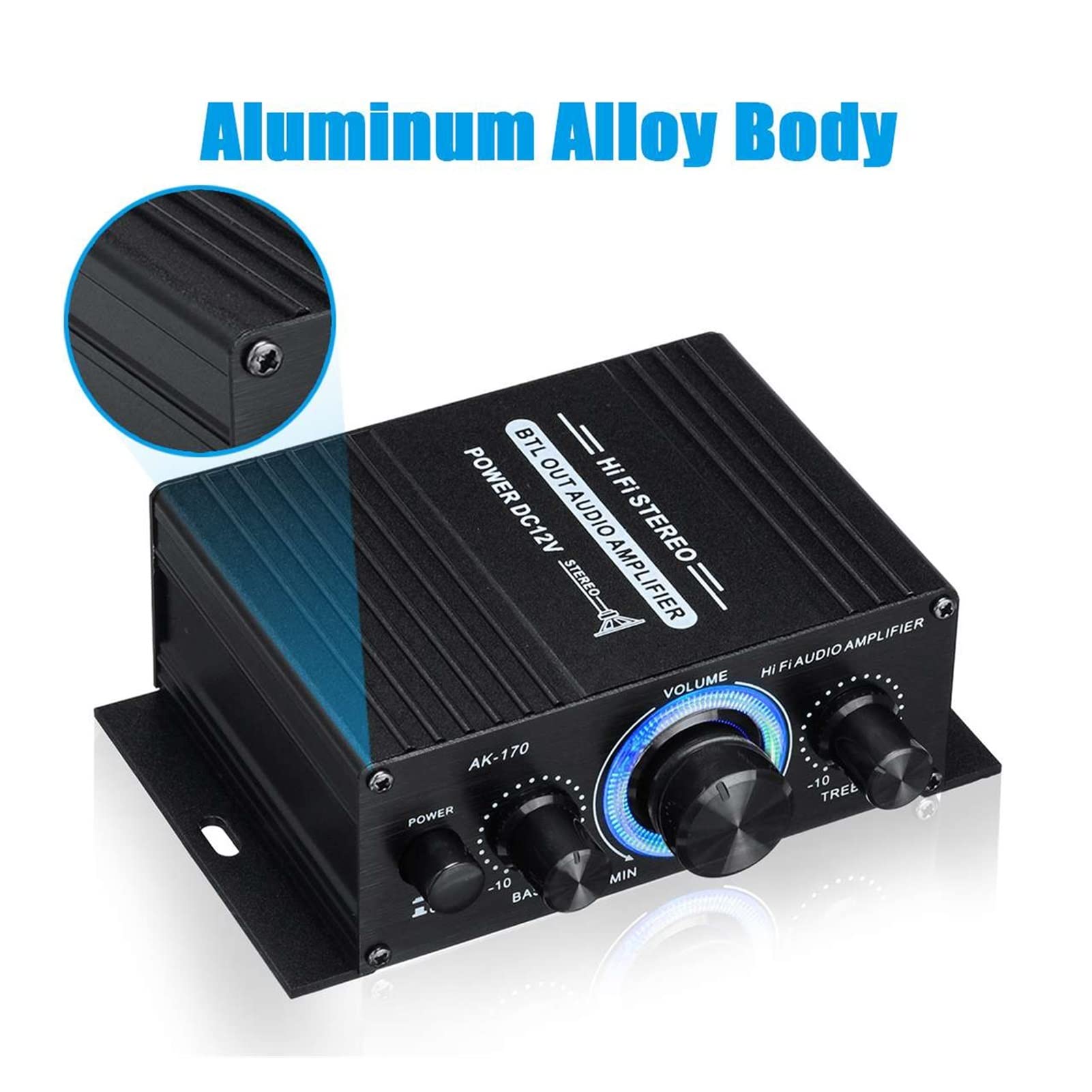 Amplificatore Audio, AK380 / AK370 / AK170 2 Canale Bluetooth HIFI Amplificatore di potenza Amplificatore domestico Audio Processor Classe D Controllo remoto FM. Radio(AK370)